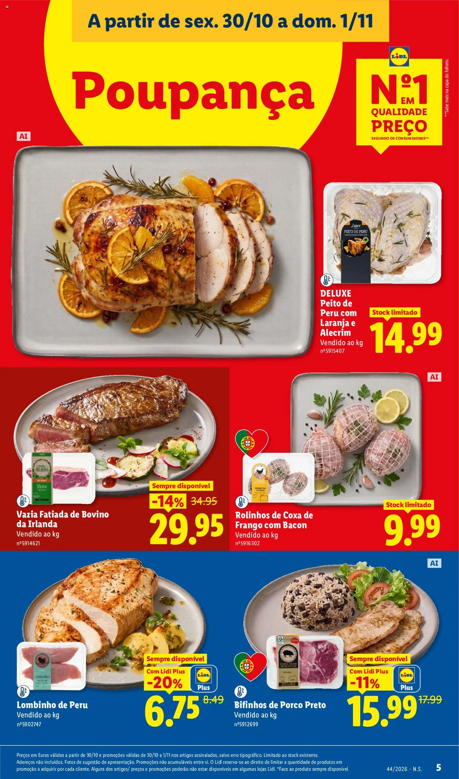 Lidl Promoções Fim de Semana │ válido de 30/10/2026 | Página: 5 | Produtos: Bacon, Peito de peru, Frango, Peru