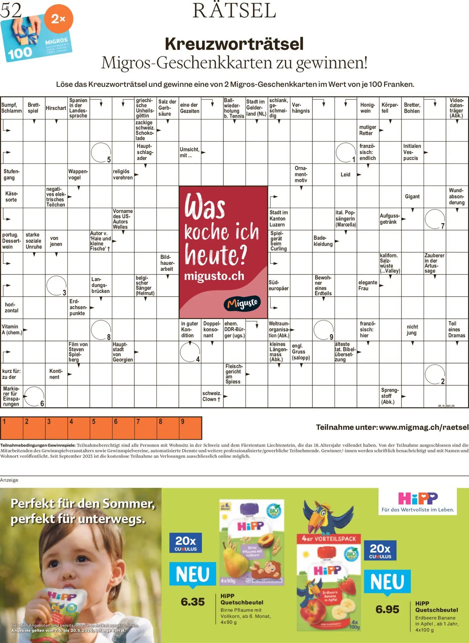 Migros aktionen Magazin – gültig ab 06.05.2026 | Seite: 52 | Produkte: Käse, Äpfel, Birne, Salz