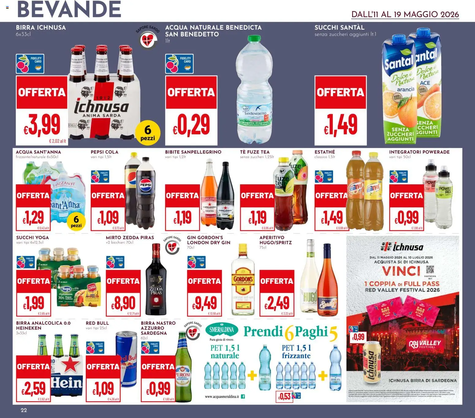Volantino Pan del 11.05.2026 | Pagina: 22 | Prodotti: Birra, Arancia, Red Bull, Pepsi