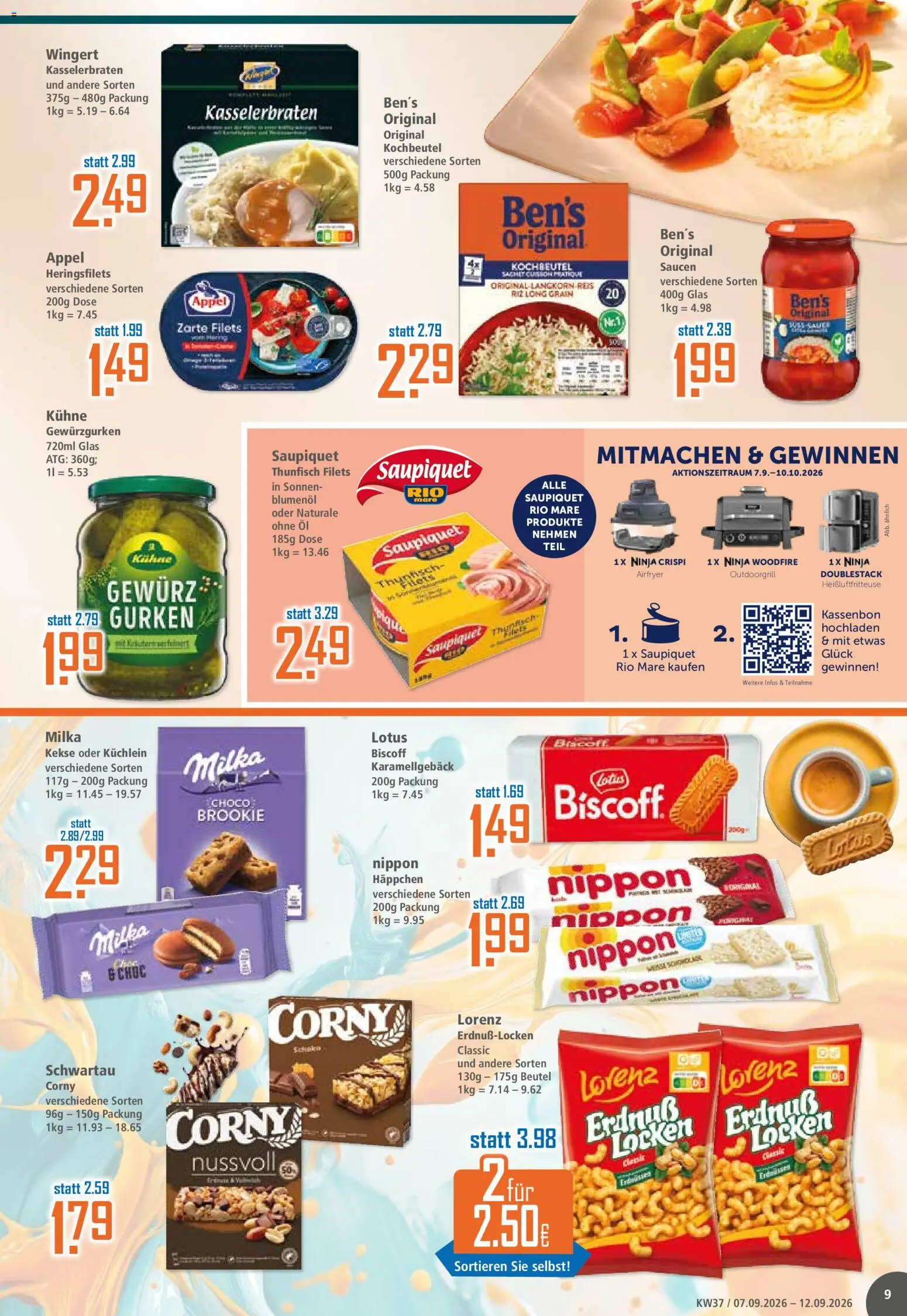 Klaas & Kock Prospekt – gültig ab 07.09.2026 | Seite: 9 | Produkte: Milka, Reis, Heißluftfritteuse, Kekse