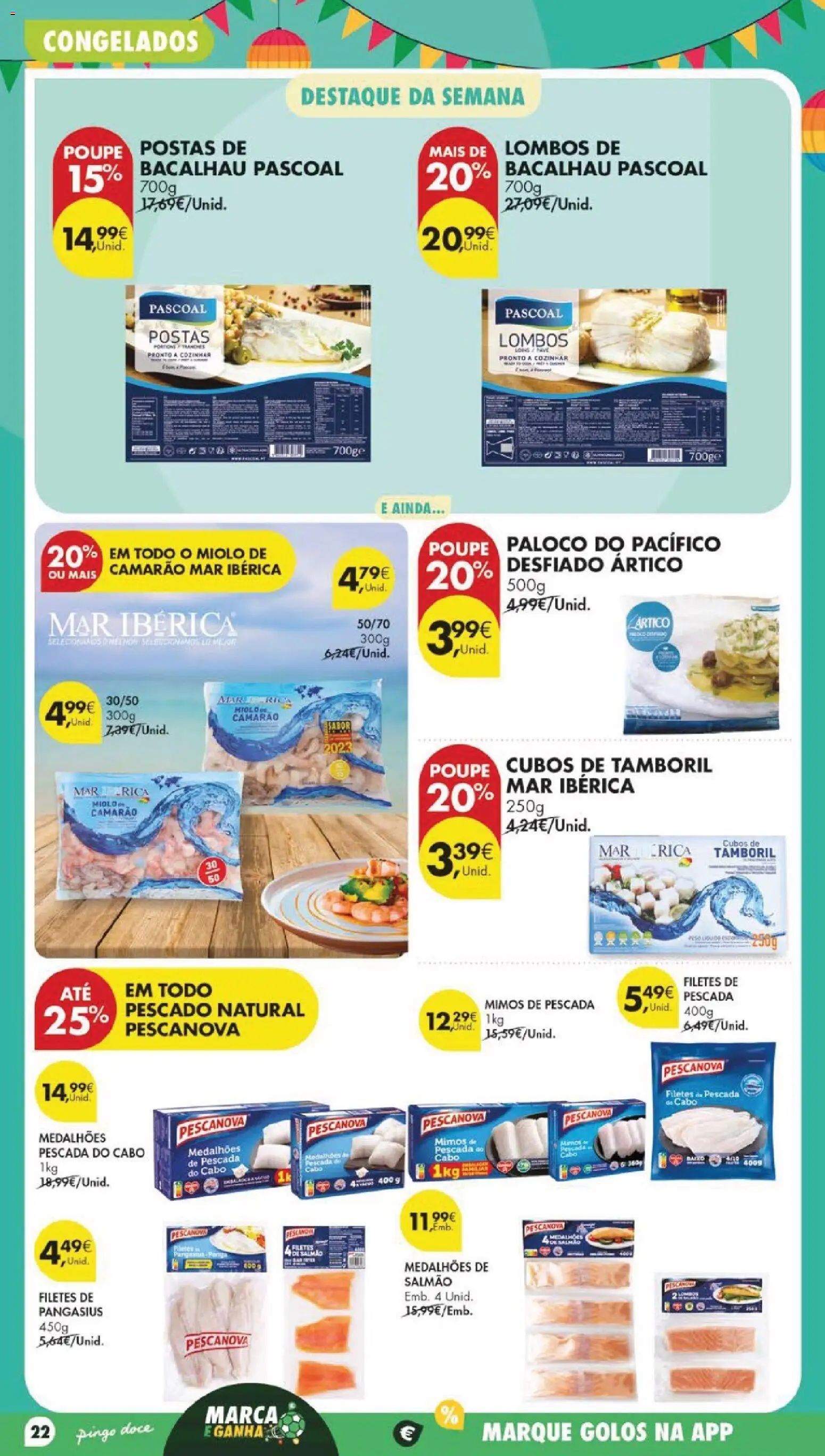 Pingo Doce folheto │ válido de 23/06/2026 | Página: 28 | Produtos: Cabo, Pescada do cabo, Salmão, Tamboril