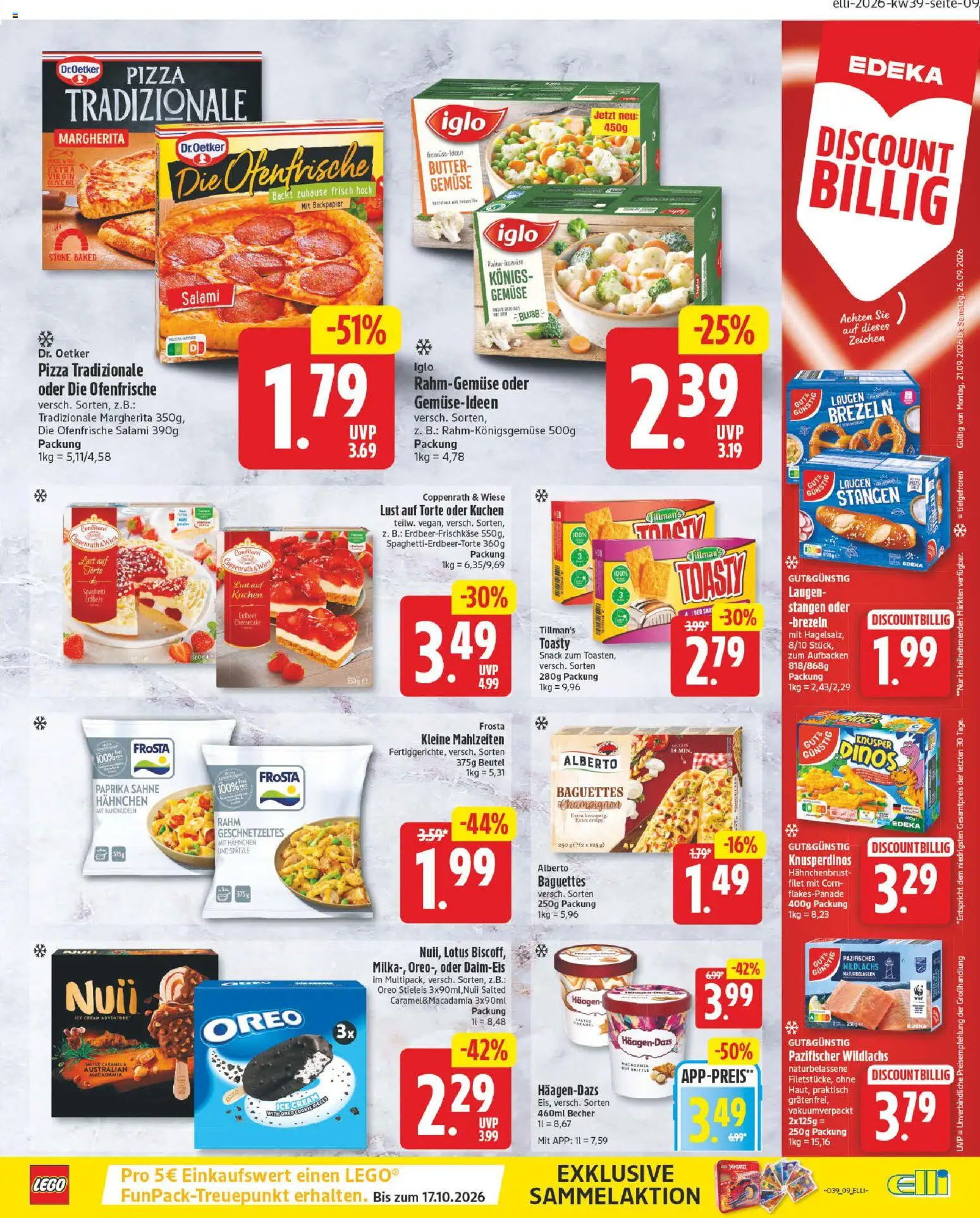 Elli Markt Prospekt Gütersloh – gültig ab 21.09.2026 | Seite: 9 | Produkte: Iglo, Gemüse, Salami, Kuchen