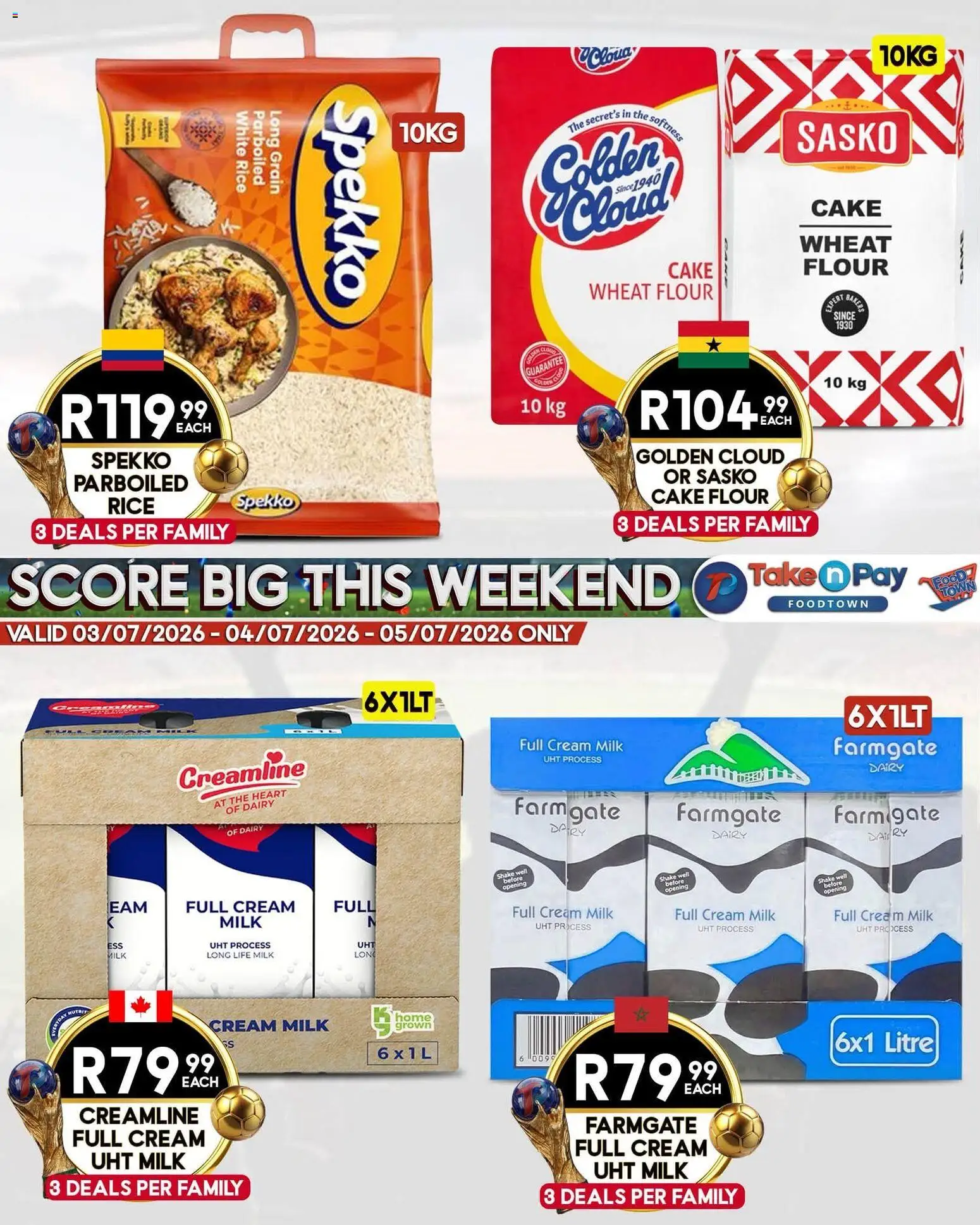 New Take n Pay catalogue – valid from 03/07/2026 | Page: 9 | Products: Cake, Flour, Milk, Rice