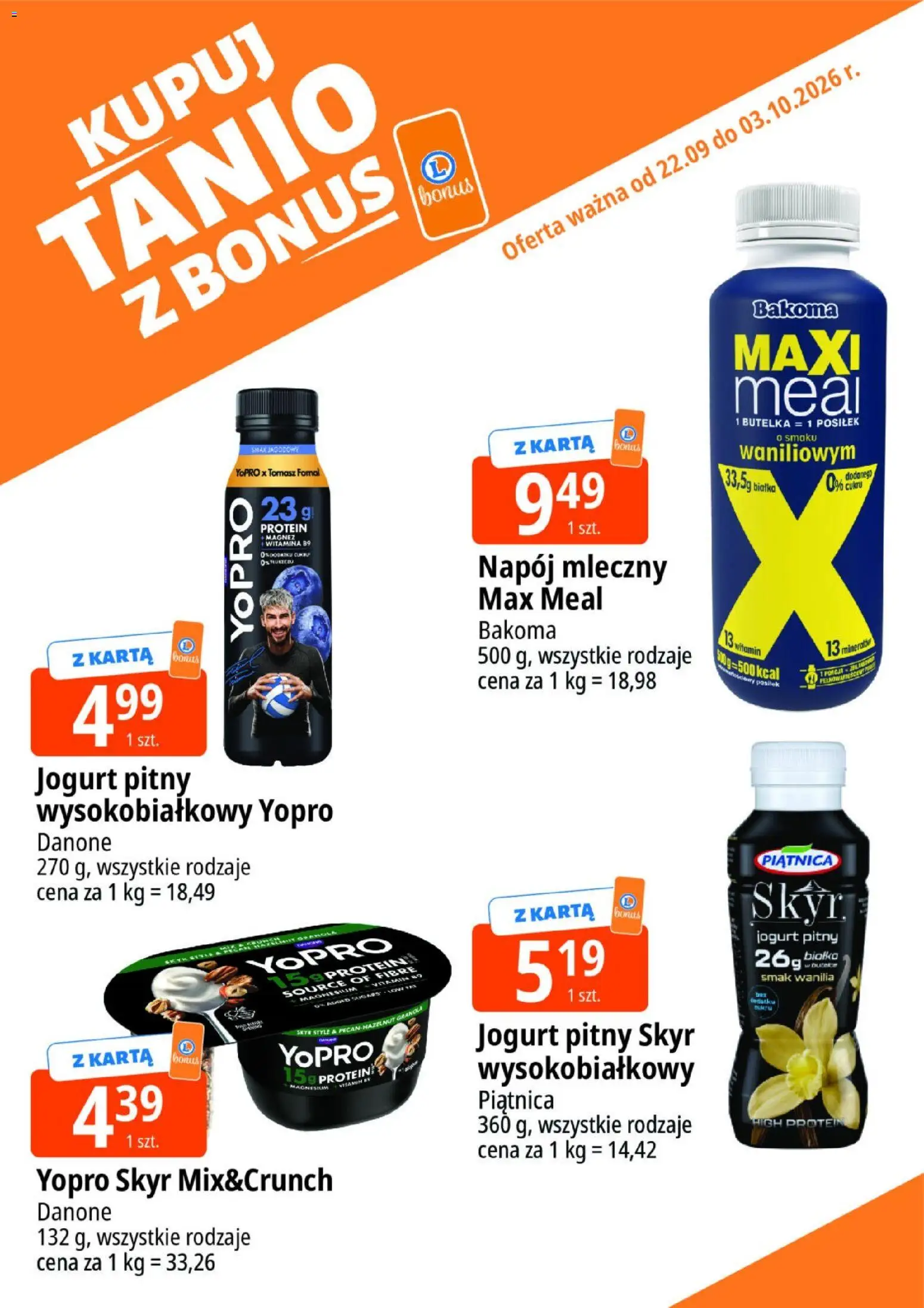 E.Leclerc gazetka - Kupuj Tanio Z Bonus od 22.09.2026 | Strona: 9 | Produkty: Granola, Napój mleczny, Jogurt, Wanilia