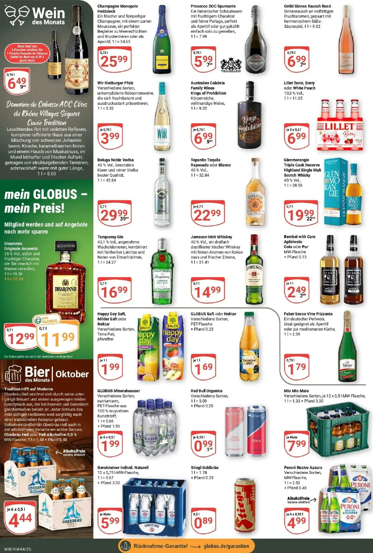 Globus Prospekt Wiesbaden-Nordenstadt (ab 26.10.2026) » Angebote online | Seite: 19 | Produkte: Whisky, Red bull, Mio mio mate, Whiskey