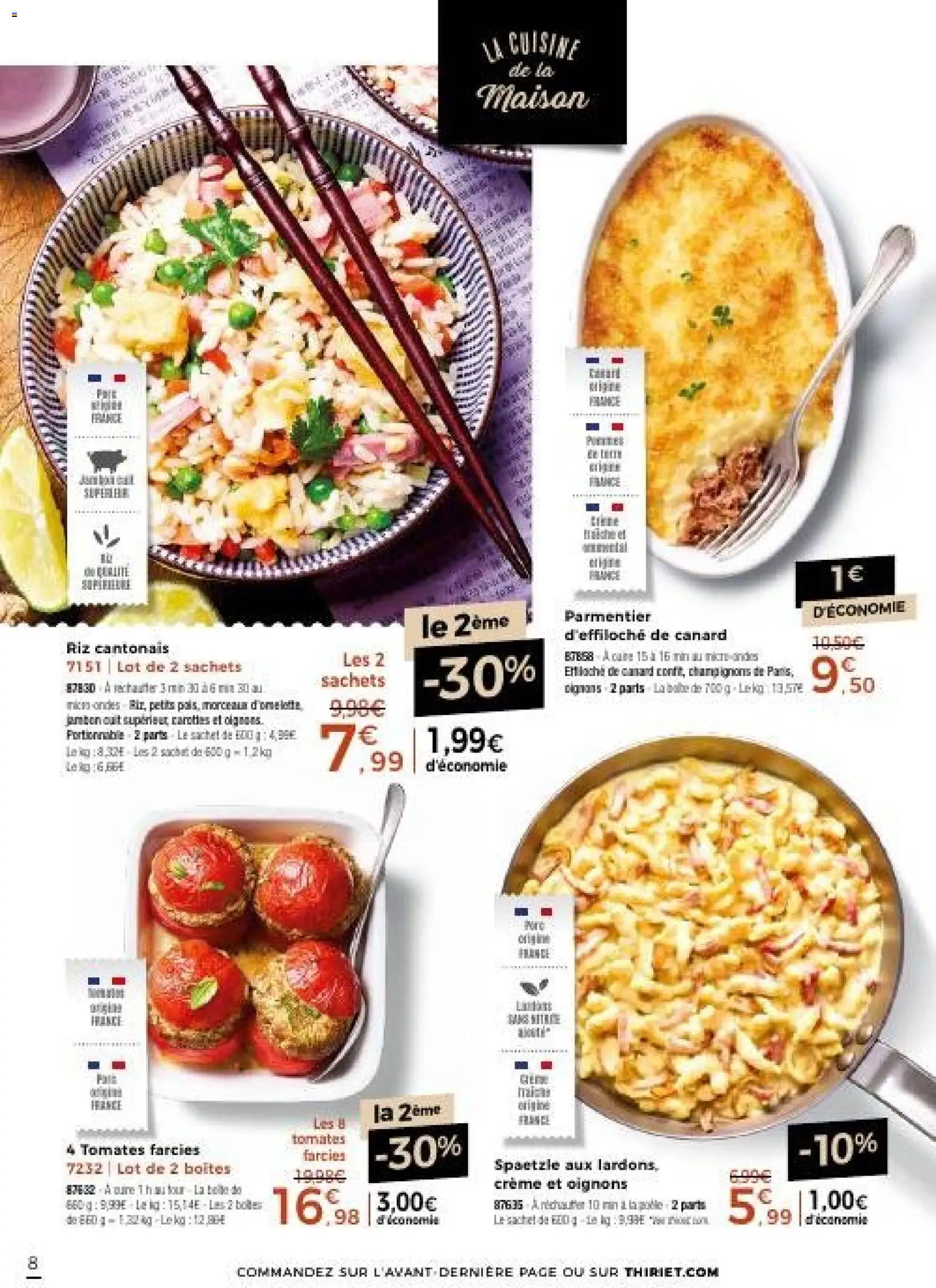 {H1} | Page: 8 | Produits: Four, Tomates farcies, Pois, Spaetzle