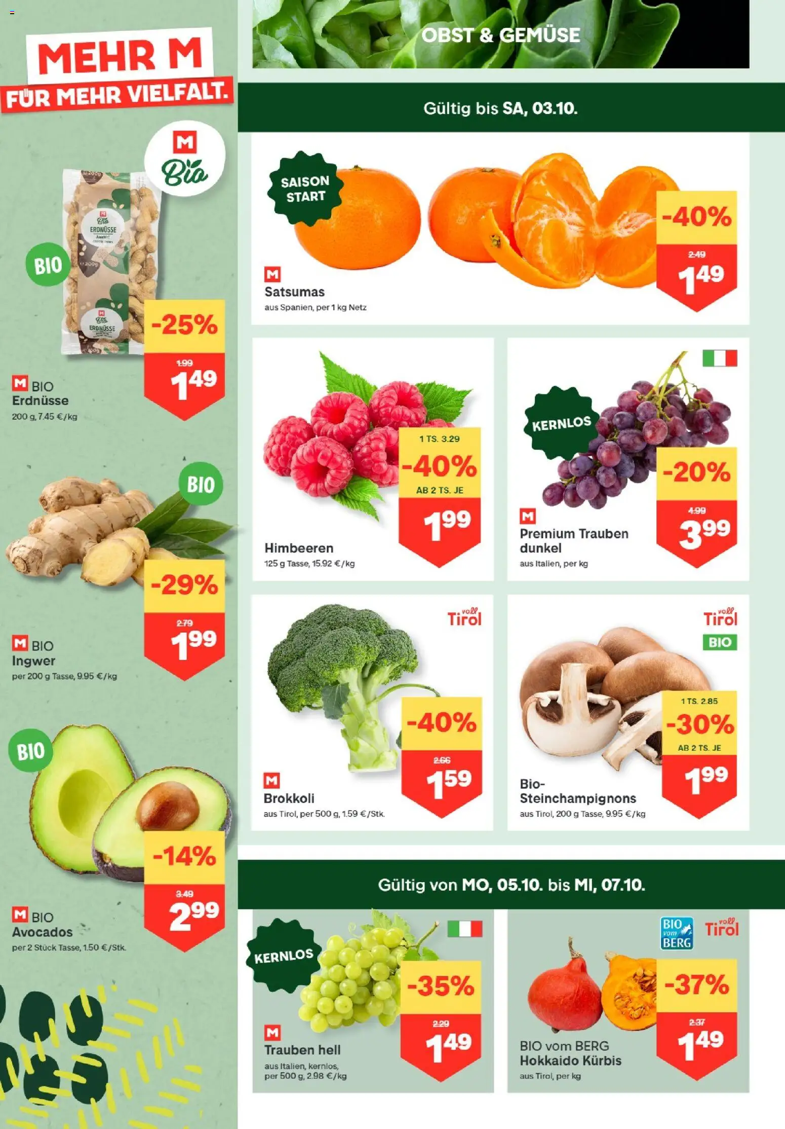 MPREIS Flugblatt gültig ab 01.09.2026 | Seite: 2 | Produkte: Gemüse, Kürbis, Erdnüsse, Brokkoli