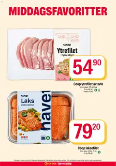 Forhåndsvisning av Coop Extra kundeavis gyldig fra 19/10/2026 | Side: 16 | Produkter: Ytrefilet, Svin, Laksefilet, Ved