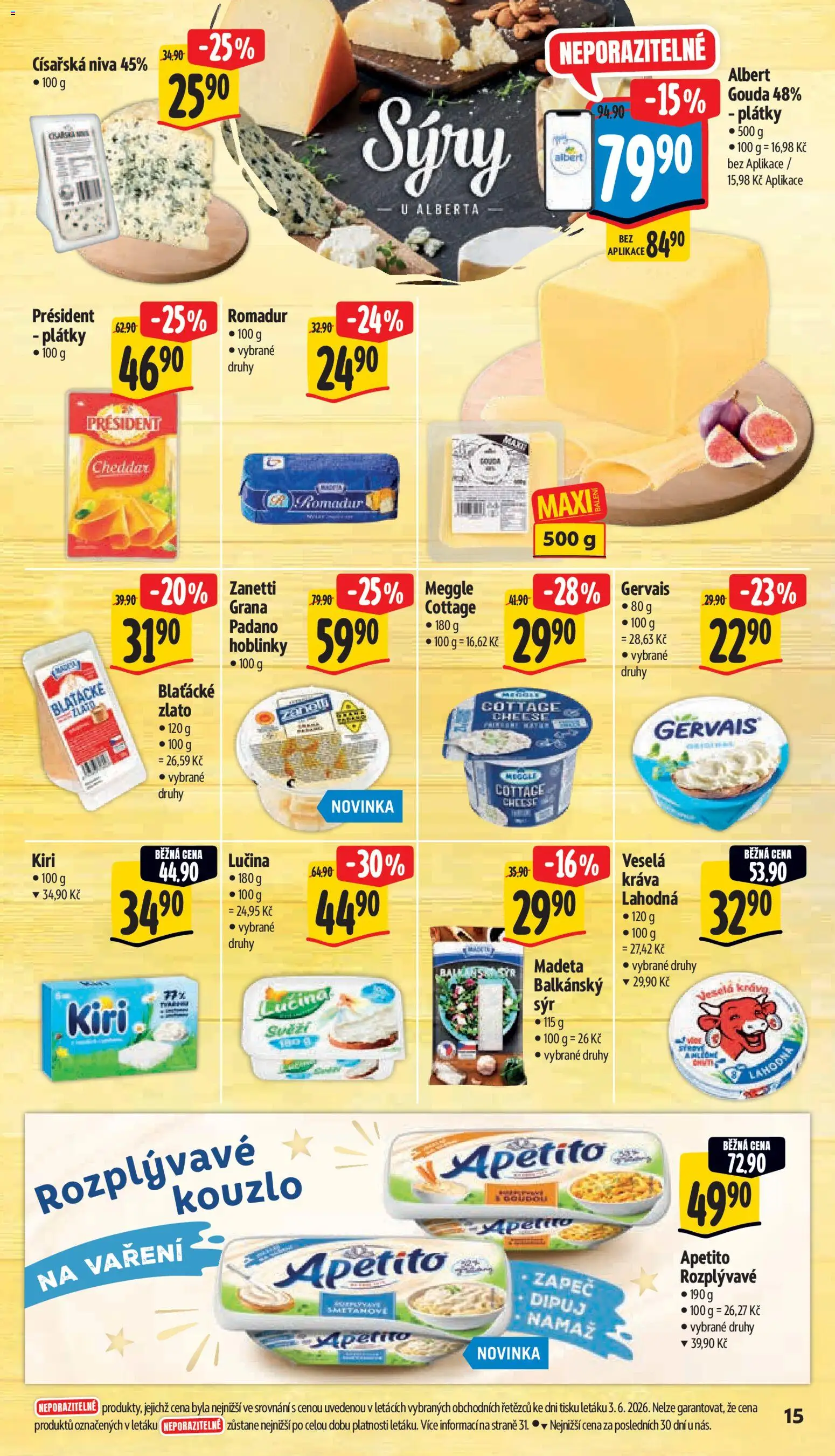 Albert leták - Hypermarket od 10.06.2026 | Strana: 25 | Produkty: Gouda, Lučina, Romadur, Cheddar