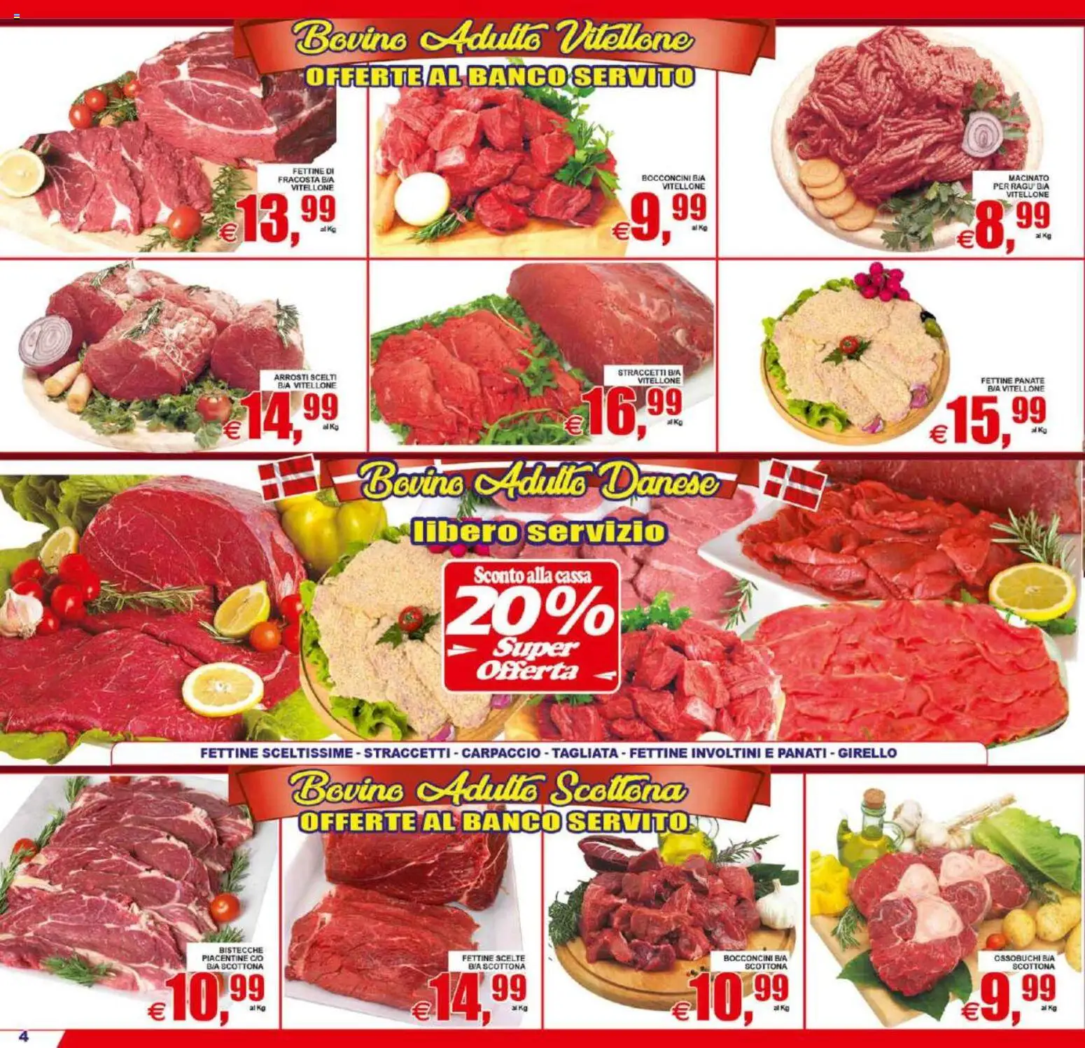Volantino Pewex del 21/08/2026 | Pagina: 4 | Prodotti: Bovino, Carpaccio, Girello, Macinato