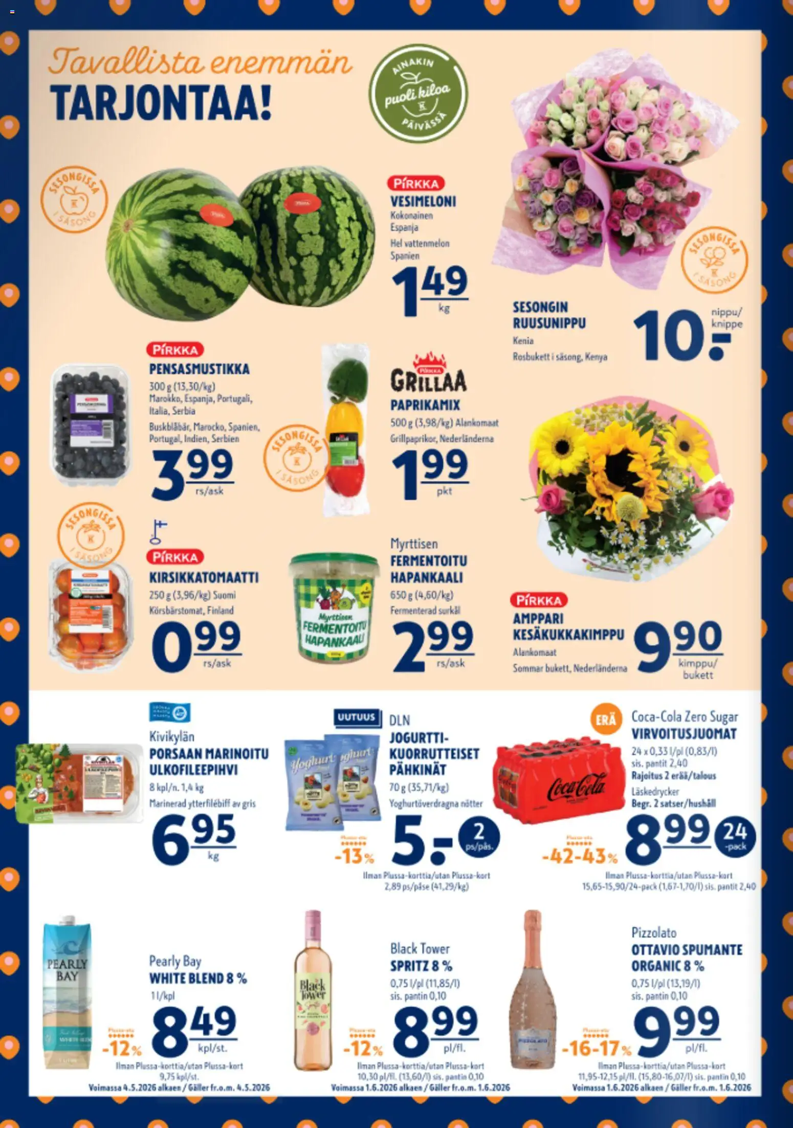 K-Supermarket tarjoukset – voimassa 15.06.2026 alkaen | Sivu: 2 | Tuotteet: Vesimeloni, Virvoitusjuomat, Kirsikkatomaatti, Pähkinät