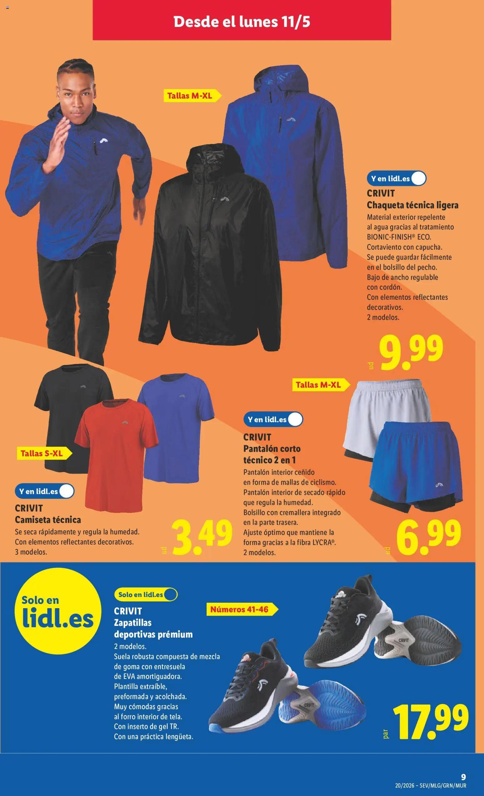 Lidl folleto de bazar │ válido desde el 11.05.2026 | Página: 17 | Productos: Chaqueta, Zapatillas deportivas, Zapatillas, Pantalón corto