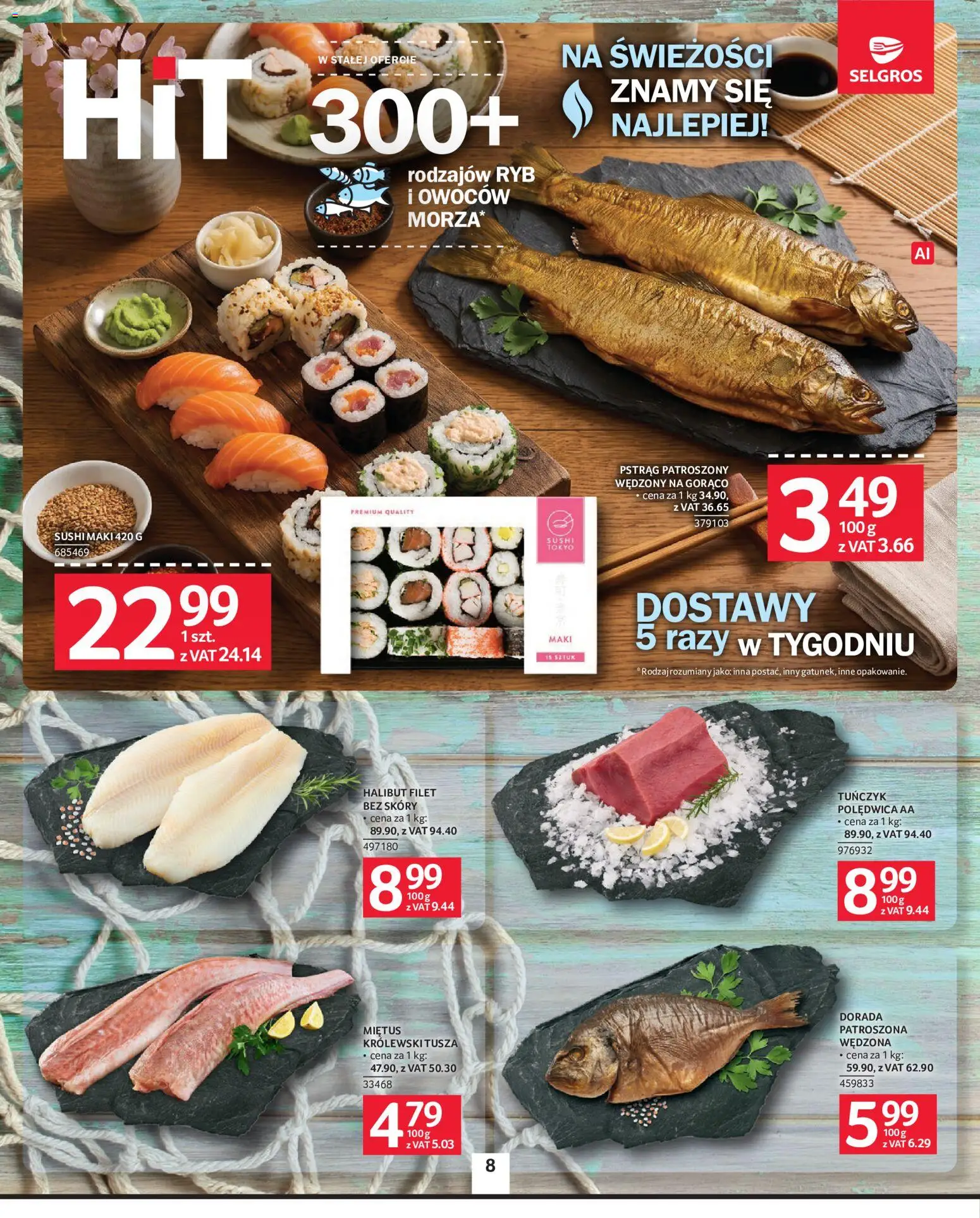 Selgros cash&carry gazetka od 24.09.2026 | Strona: 8 | Produkty: Pstrąg, Filet, Sushi, Dorada
