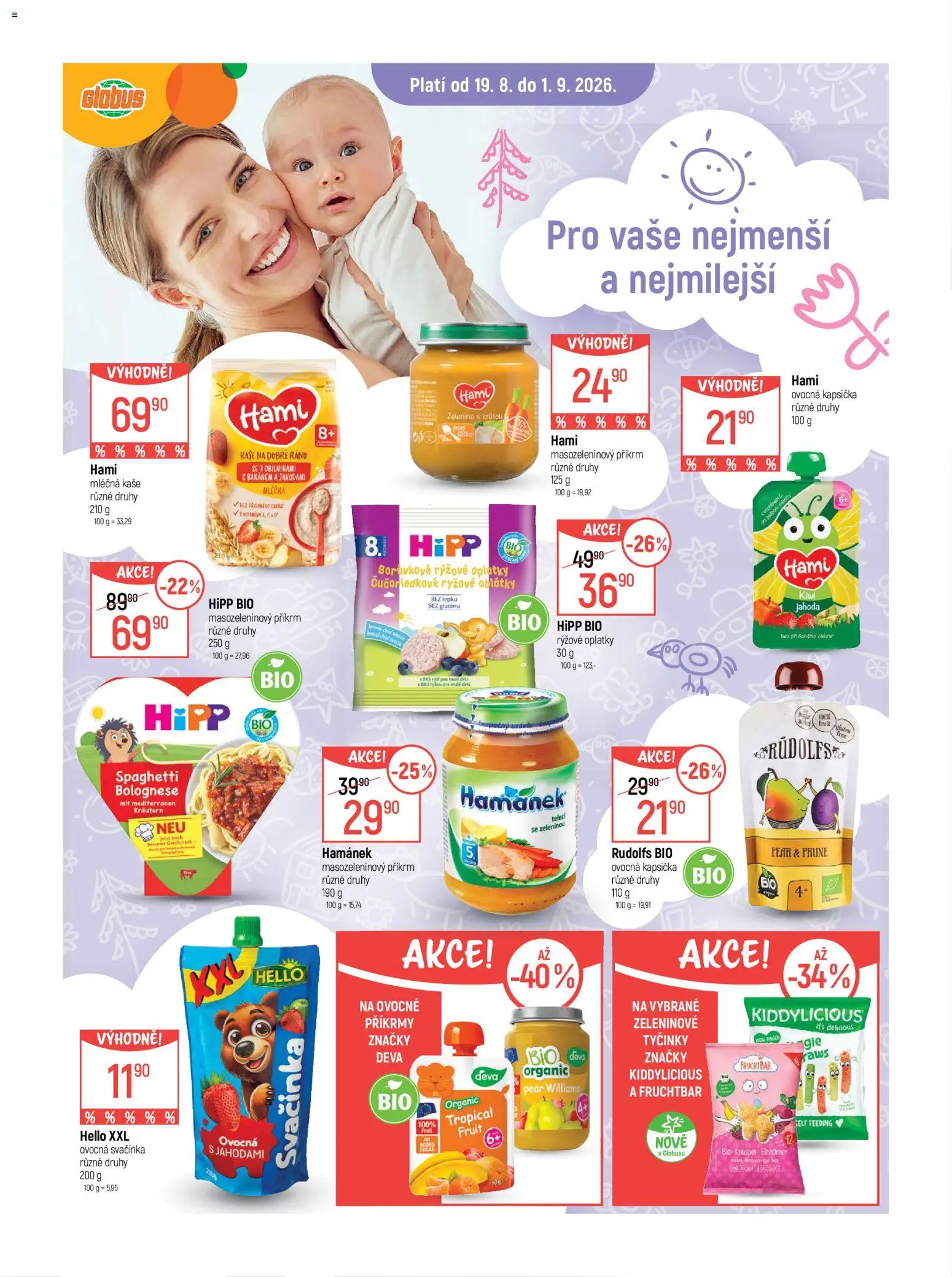 Globus leták od 19.08.2026 | Strana: 9 | Produkty: Tyčinky, Ovocná kapsička, Příkrmy, Hamánek