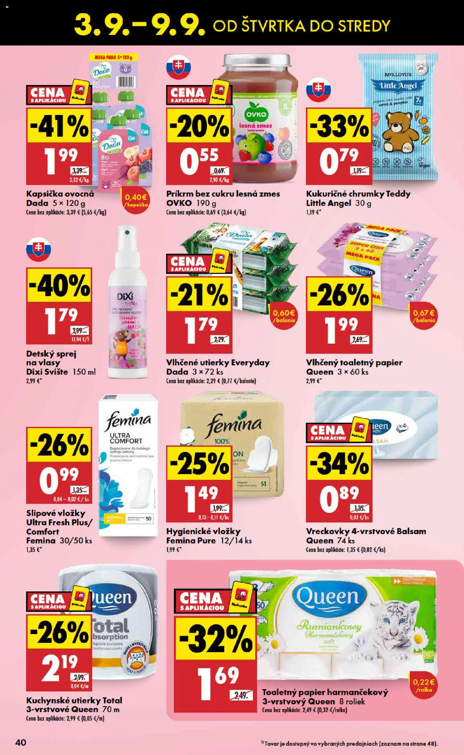 Nové Biedronka akcie – leták je platný od 03.09.2026 | Strana: 40 | Produkty: Toaletný papier, Kuchynské utierky, Vreckovky, Utierky
