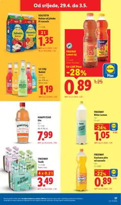 FREEWAY Tonik, Tonik, razne vrste, 4 x 0.2 l - Pregled kataloga iz trgovine Lidl, vrijedi od 27.04.2026 | Stranica: 57