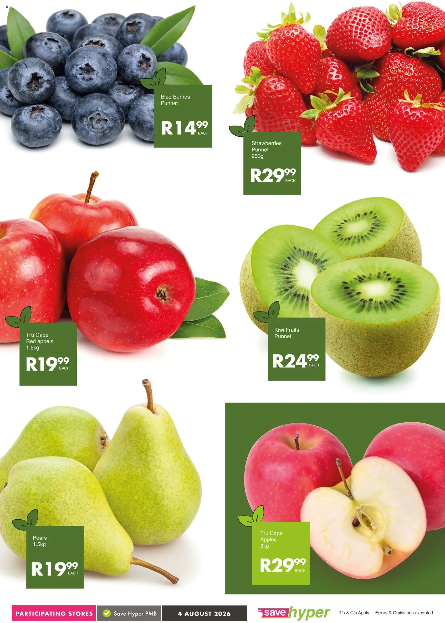 New Save catalogue – valid from 04/08/2026 | Page: 7 | Products: Pears, Apples, Strawberries, Kiwi