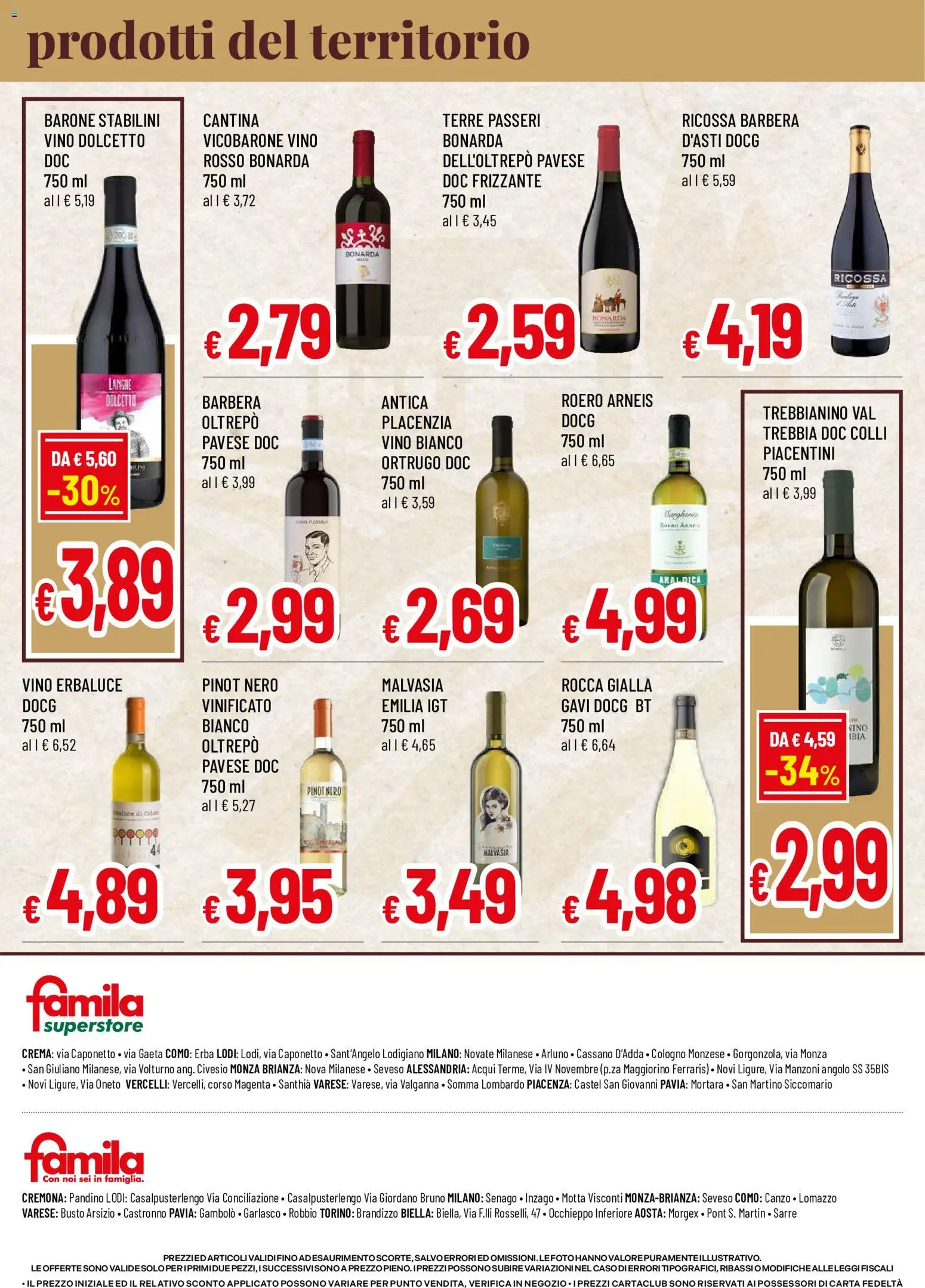 Volantino Famila del 04.06.2026 | Pagina: 4 | Prodotti: Crema, Vino, Vino bianco