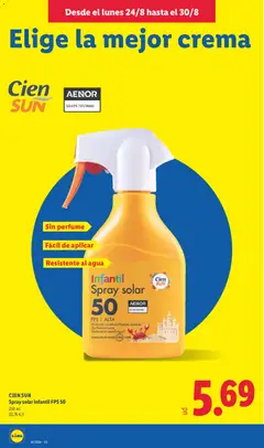 Vista previa CIEN SUN Spray solar infantil FPS 50, Spray solar infantil FPS 50. Sin perfume. Fácil de aplicar. Resistente al agua. válido desde el 24/08/2026 | Página: 20 | Productos: Perfume, Spray solar infantil, Perfumes, Agua