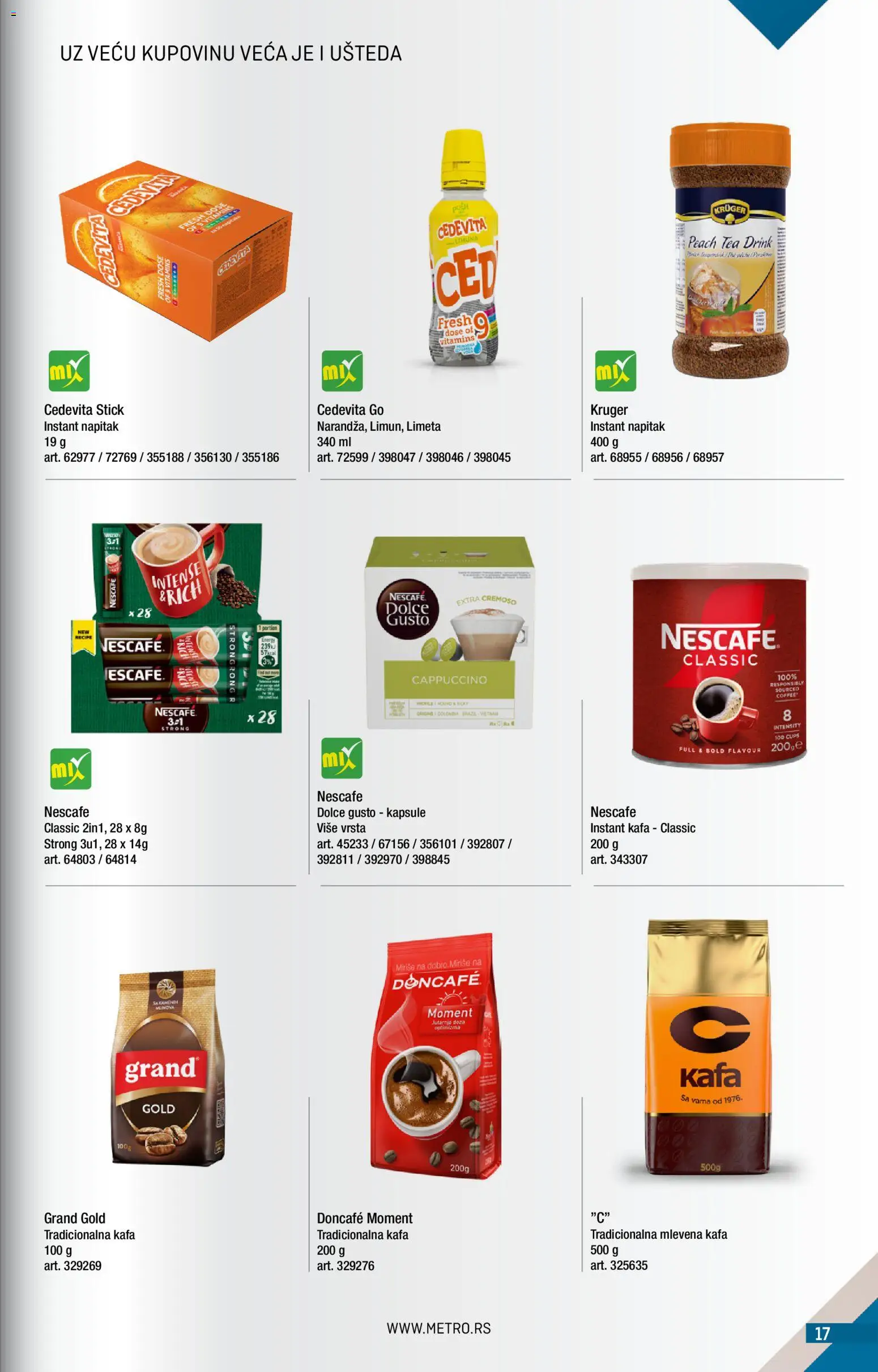 Metro katalog - važi od 01.07.2026 | Strana: 17 | Proizvode: Instant kafa, Doncafe, Limeta, Cedevita