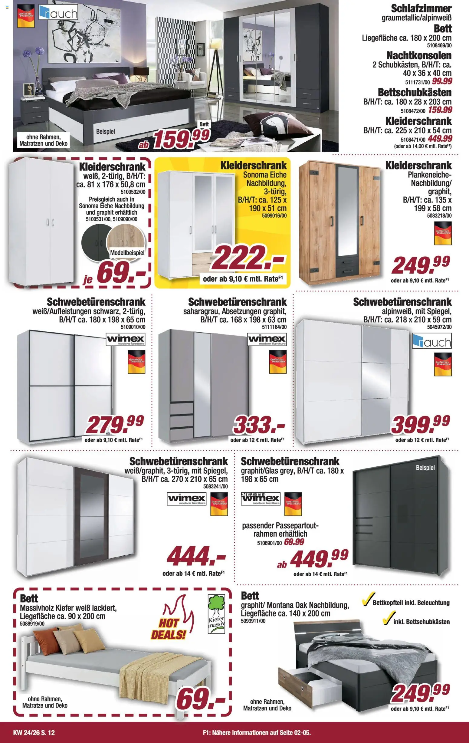 Poco Prospekt – gültig ab 07.06.2026 | Seite: 12 | Produkte: Bett, Matratze, Kleiderschrank, Schwebetürenschrank