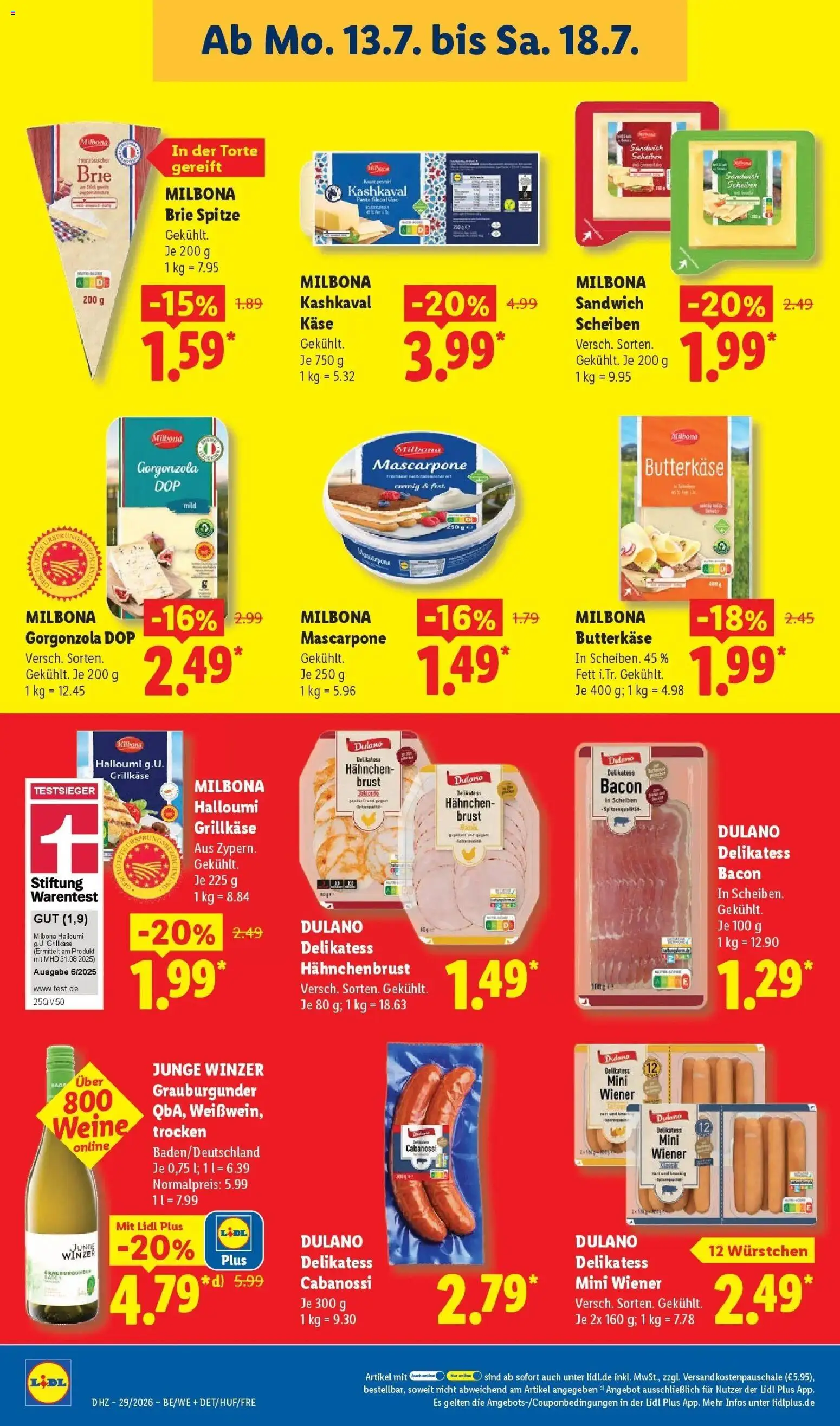 Lidl Prospekt Künzell – gültig ab 13.07.2026 | Seite: 16 | Produkte: Hahnchen, Käse, Mascarpone, Pasta
