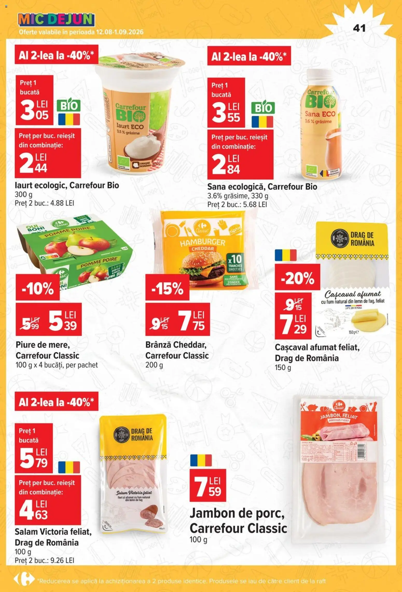 Noul catalog Carrefour – valabil de la 12.08.2026 | Pagină: 41 | Produse: Carrefour Classic, Brânză, Salam, Hamburger