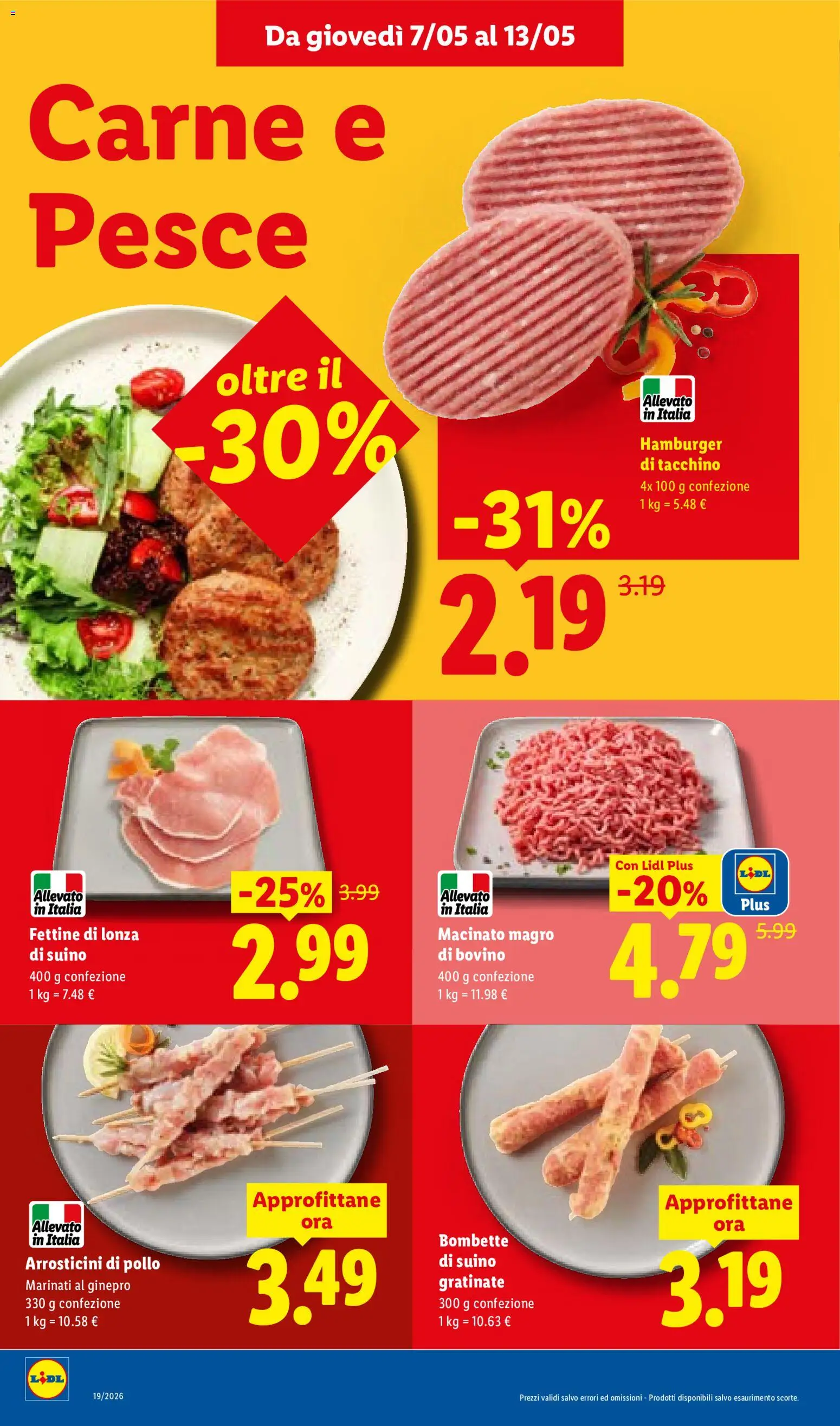 Volantino Lidl del 07.05.2026 | Pagina: 10 | Prodotti: Pollo, Pesce, Arrosticini, Macinato