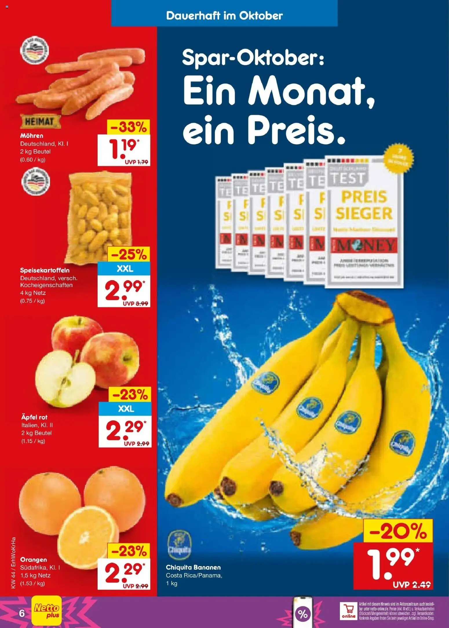 Netto Marken-Discount Prospekt Unna – gültig ab 26.10.2026 | Seite: 8 | Produkte: Äpfel, Bananen, Orangen, Mohren