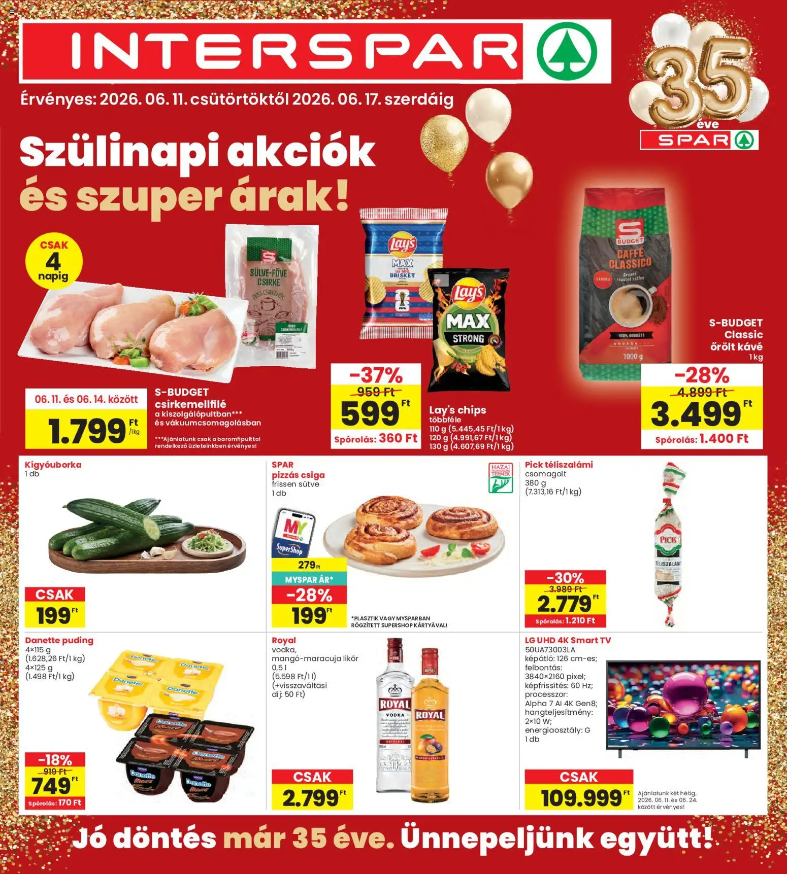 Interspar akciós ujság - amely érvényes a következő dátumtól: 11.06.2026 | Oldal: 1 | Termékek: Puding, Pick, Likőr, Vodka