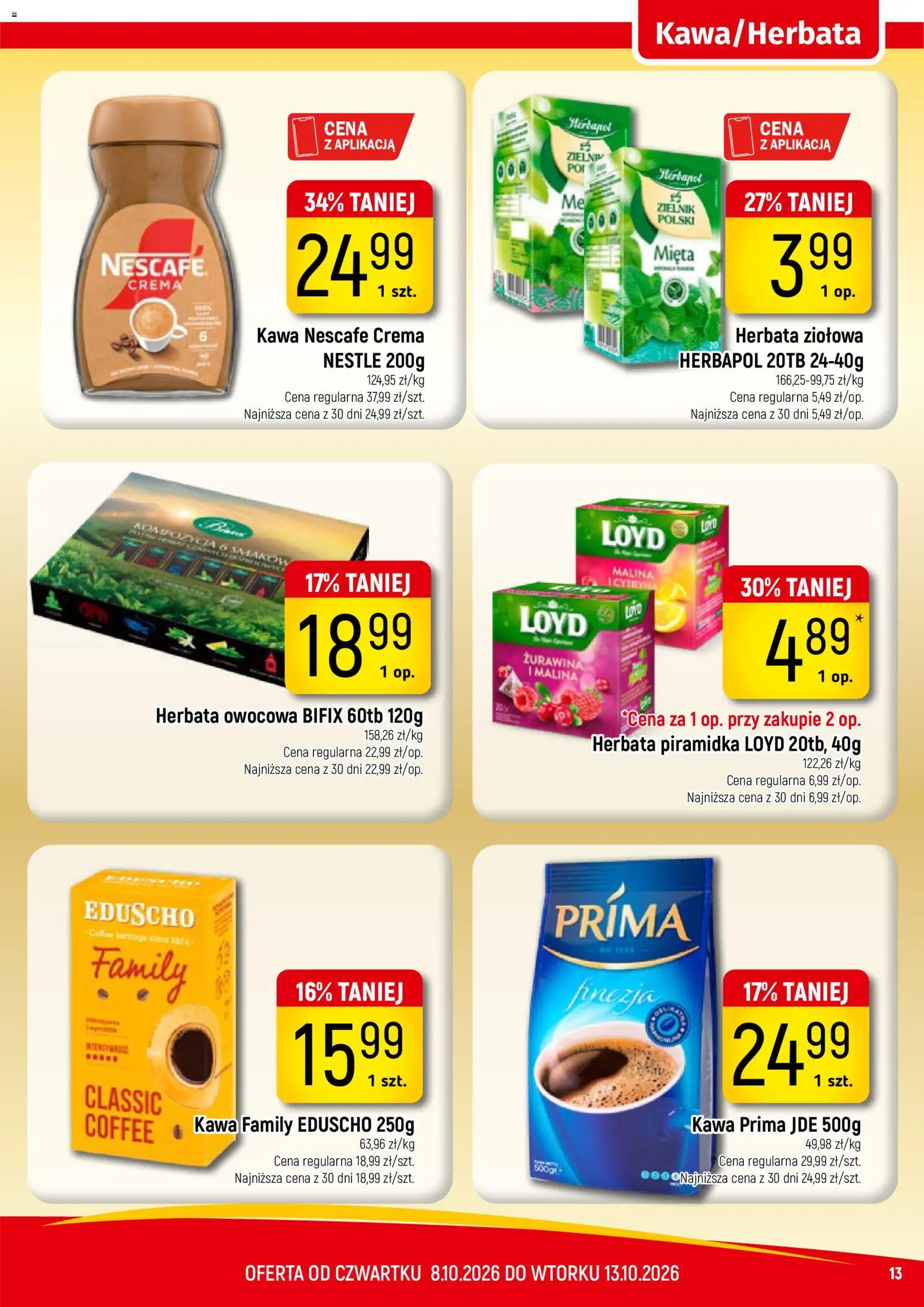 Piotruś Pan gazetka od 10.10.2026 | Strona: 13 | Produkty: Malina, Herbata ziołowa, Kawa, Kawa prima