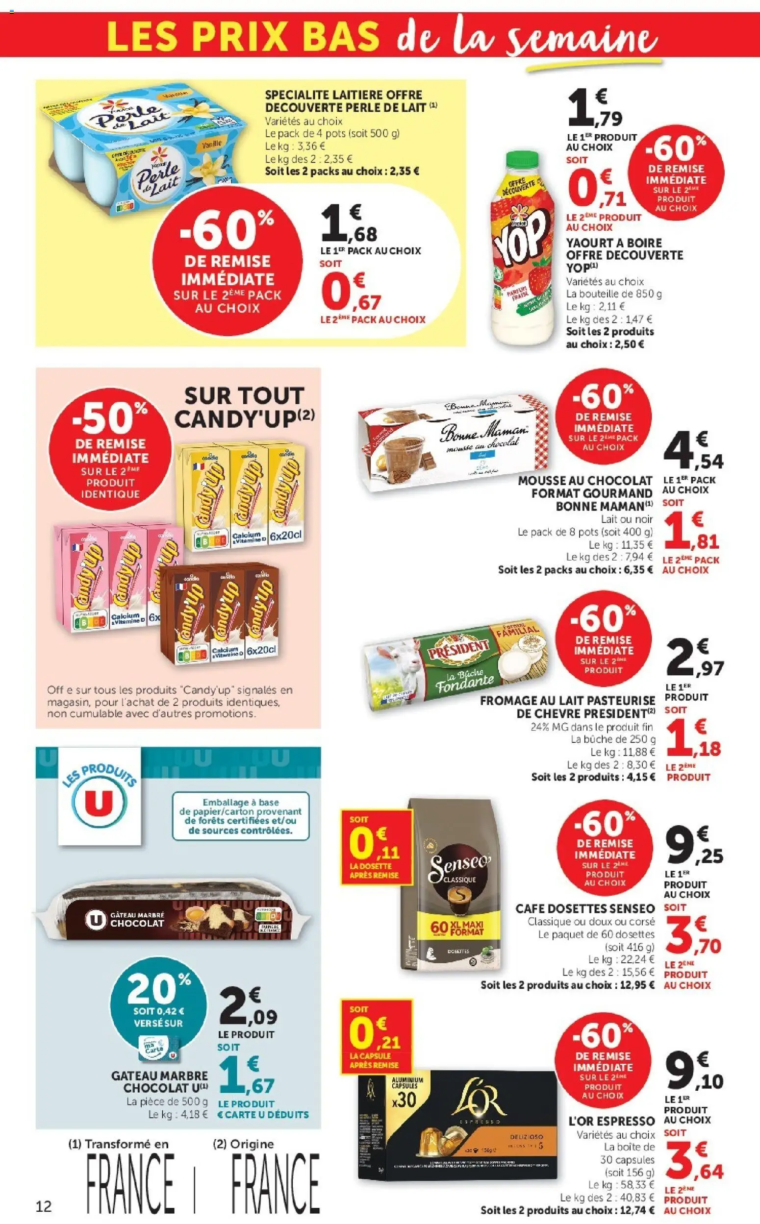 {H1} | Page: 12 | Produits: Fraise, Senseo, Yaourt à boire, Fromage