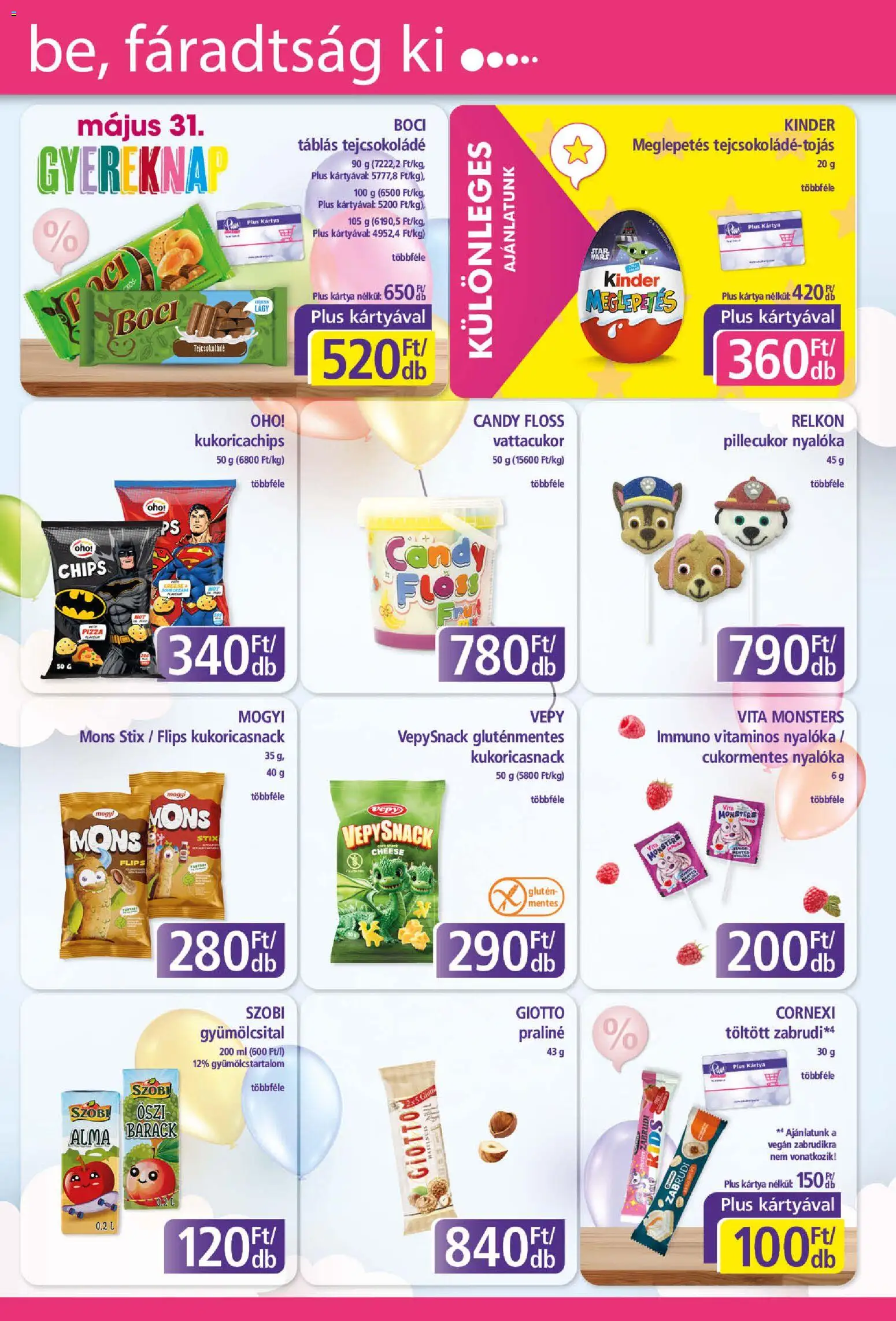 Plus Market akciós ujság - amely érvényes a következő dátumtól: 21.05.2026 | Oldal: 7 | Termékek: Gyümölcsital, Nyalóka, Alma, Gluténmentes