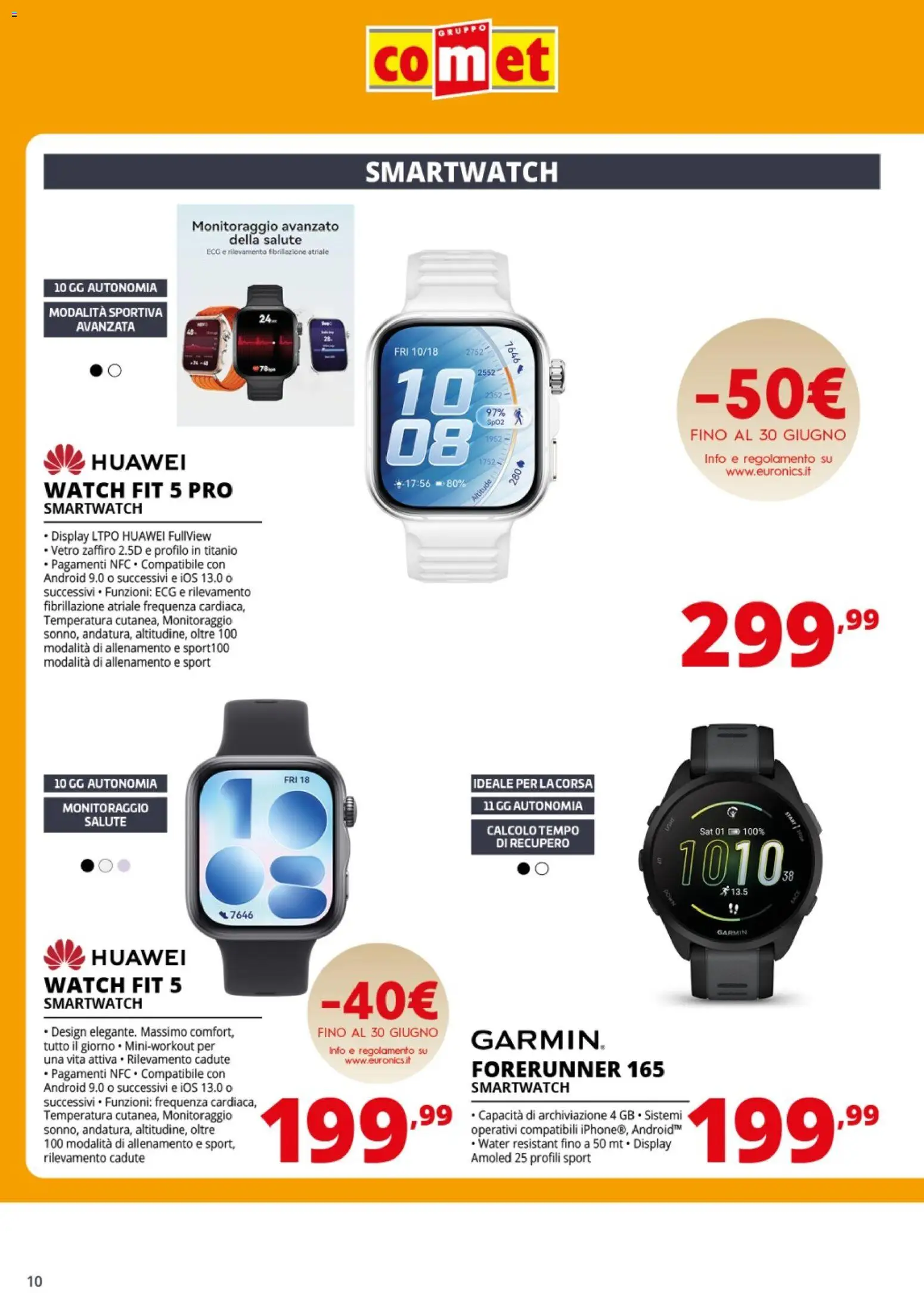 Volantino Comet del 11.06.2026 | Pagina: 10 | Prodotti: Huawei, Smartwatch