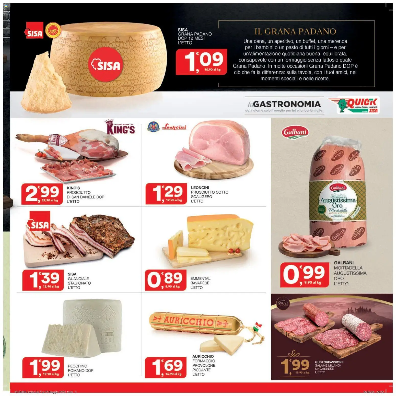 Volantino SISA del 07.05.2026 | Pagina: 3 | Prodotti: Prosciutto Cotto, Salame, Formaggio, Guanciale