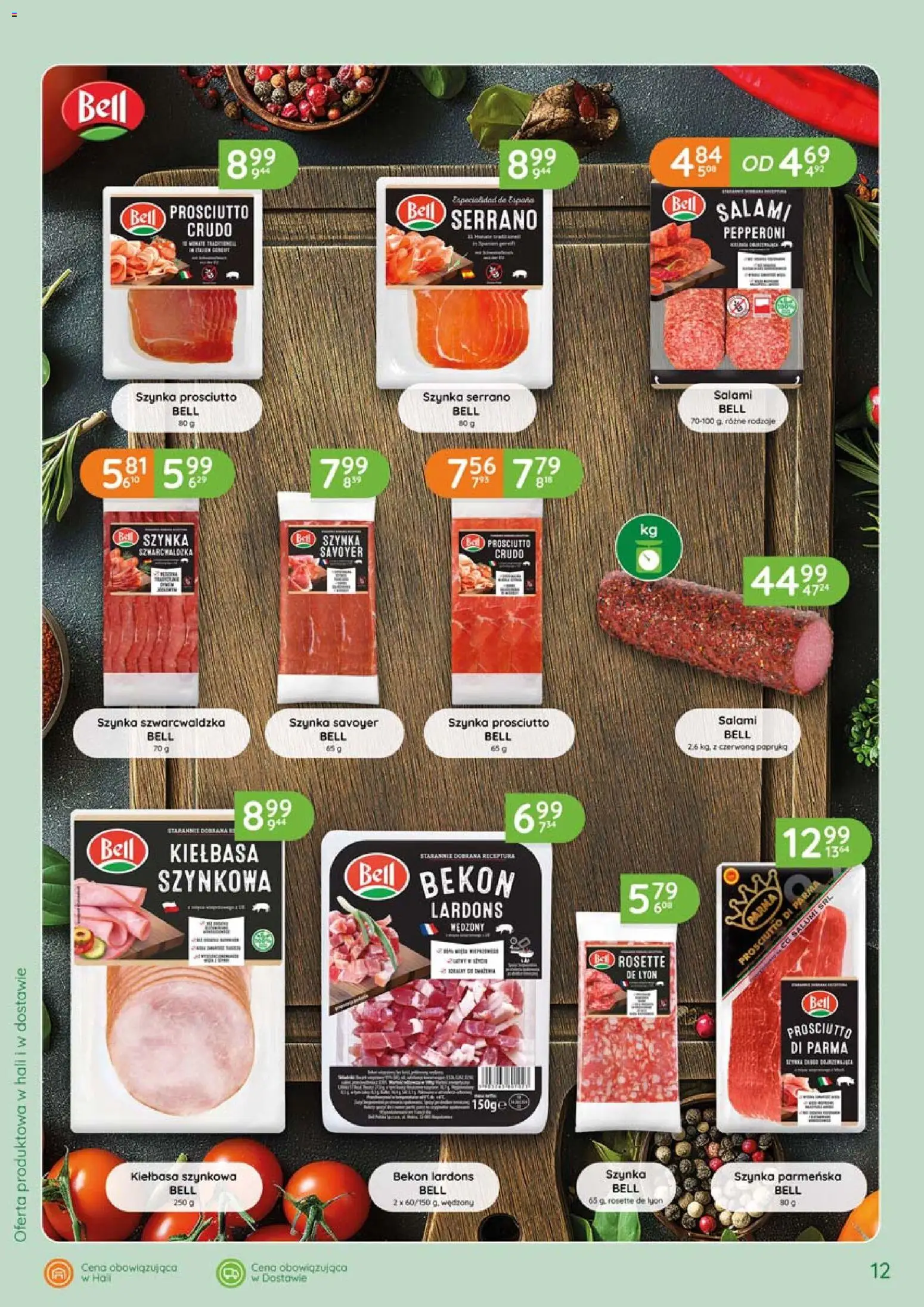 Eurocash gazetka - Katalog Wędlin od 07.05.2026 | Strona: 12 | Produkty: Szynka prosciutto, Bell, Papryka, Szynka serrano
