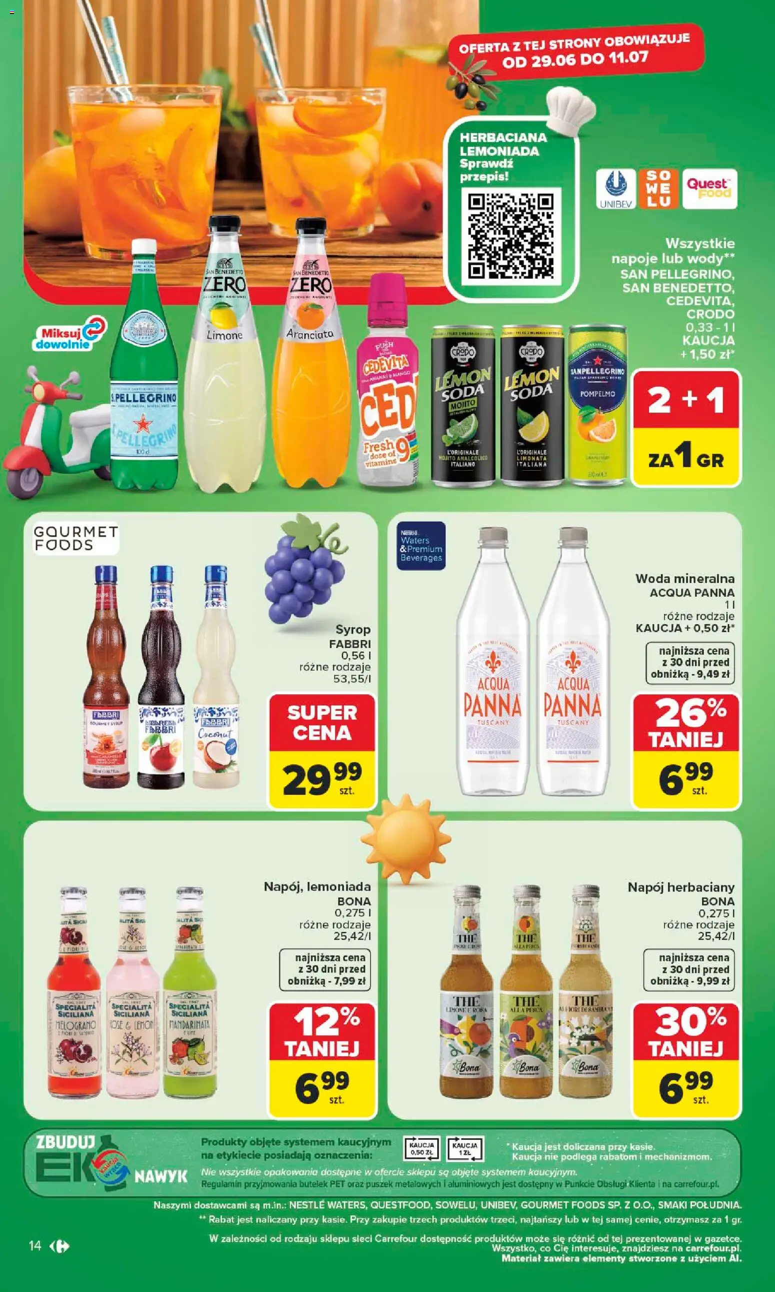 Carrefour gazetka - Kuchnia śródziemnomorska od 29.06.2026 | Strona: 14 | Produkty: Mango, Syrop, Napoje, Woda