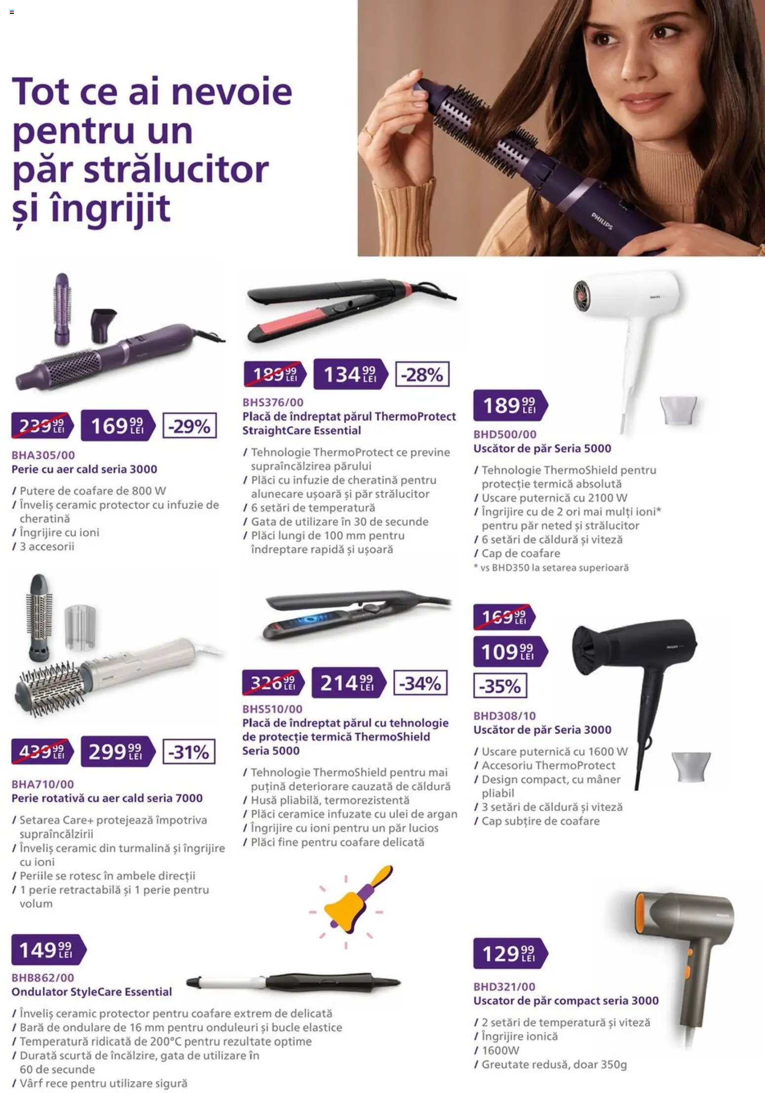 Noul catalog Carrefour – valabil de la 19.08.2026 | Pagină: 14 | Produse: Philips, Uscător De Păr, Perie, Ulei