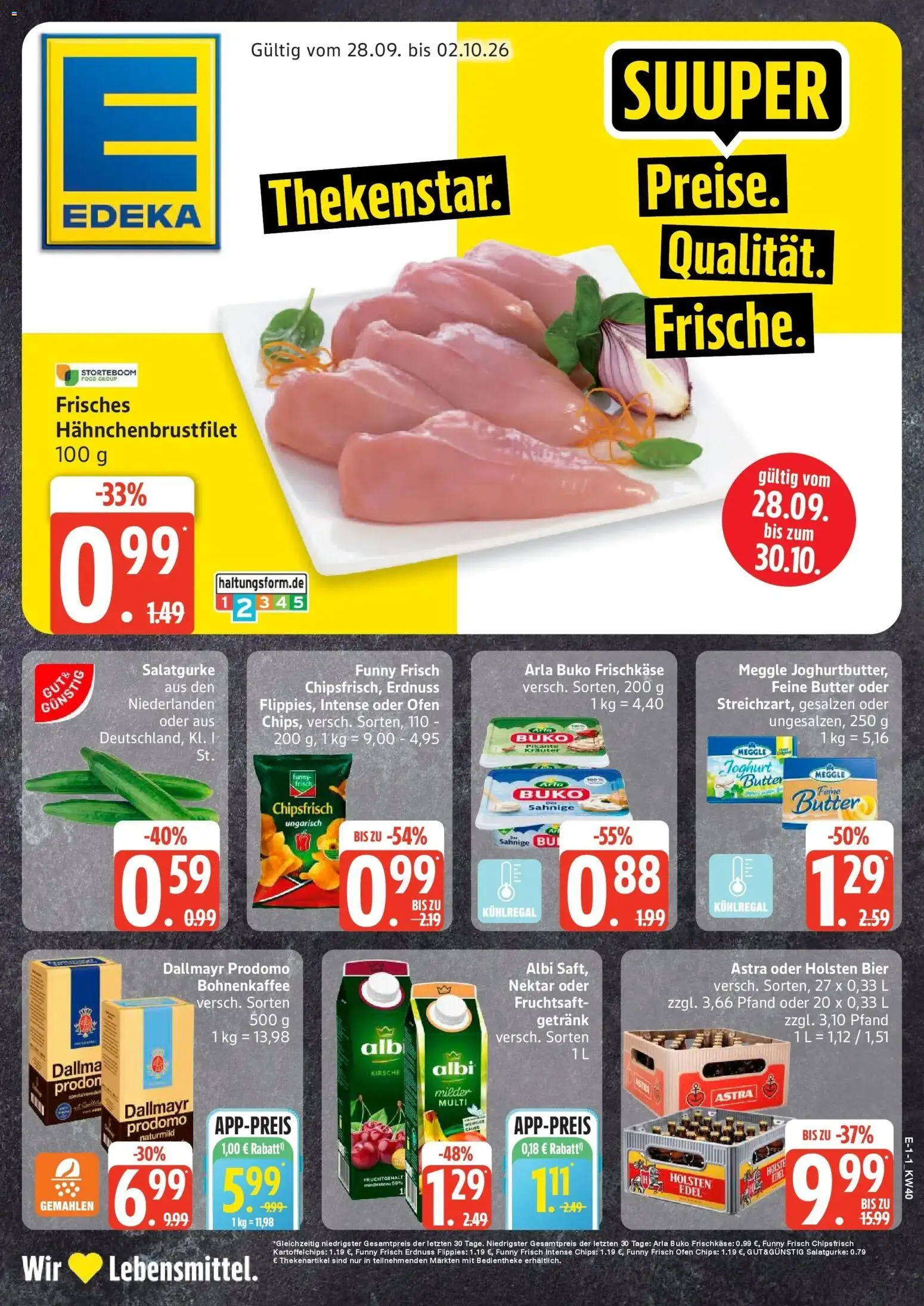 Edeka Prospekt Bad Schwartau (ab 28.09.2026) » Angebote Online | Seite: 1 | Produkte: Dallmayr, Arla buko, Dallmayr prodomo, Frischkase