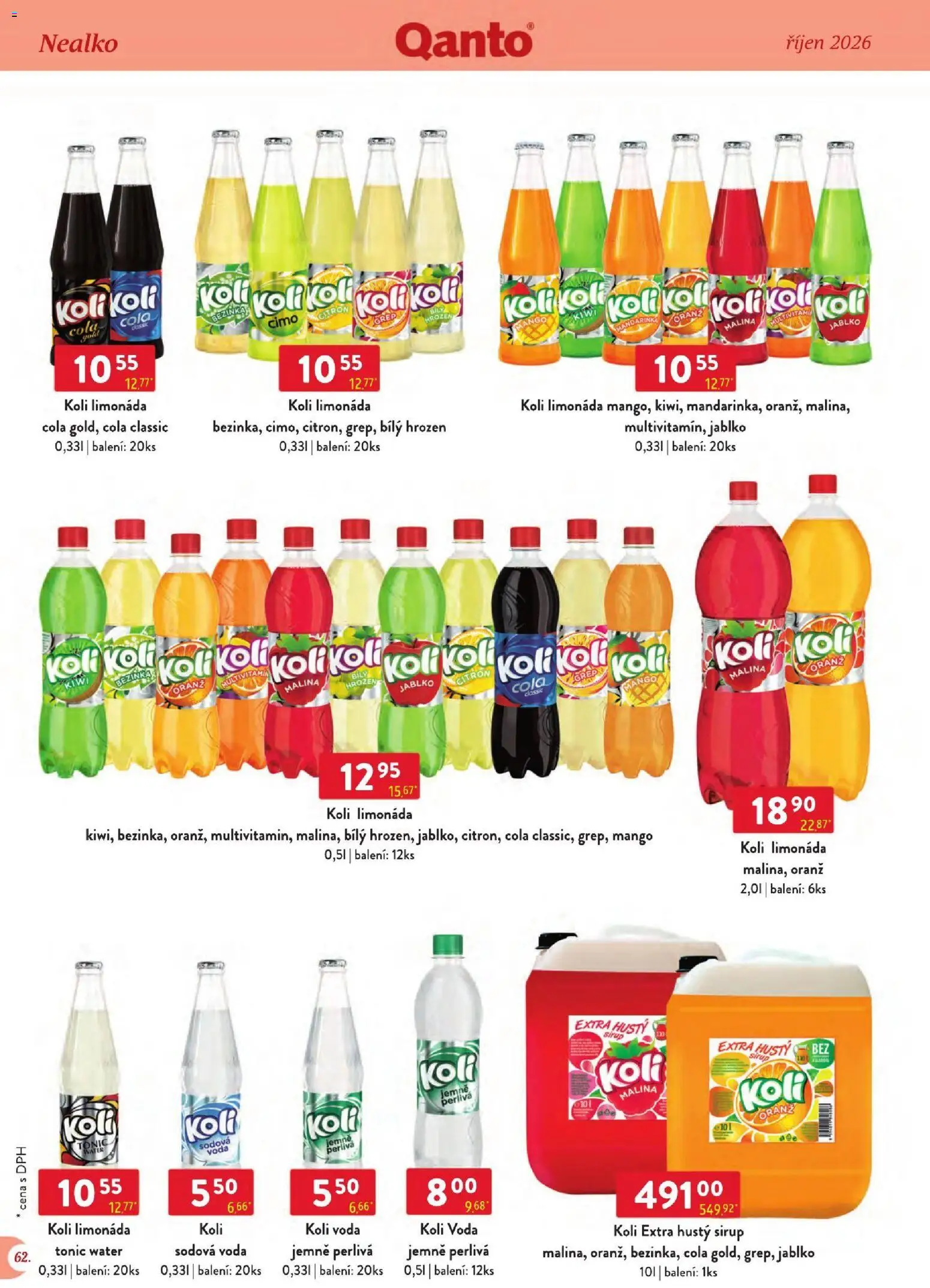 Astur & Qanto leták - Velkoobchod 10/2026 od 01.10.2026 | Strana: 62 | Produkty: Voda, Tonic Water, Grep, Citron