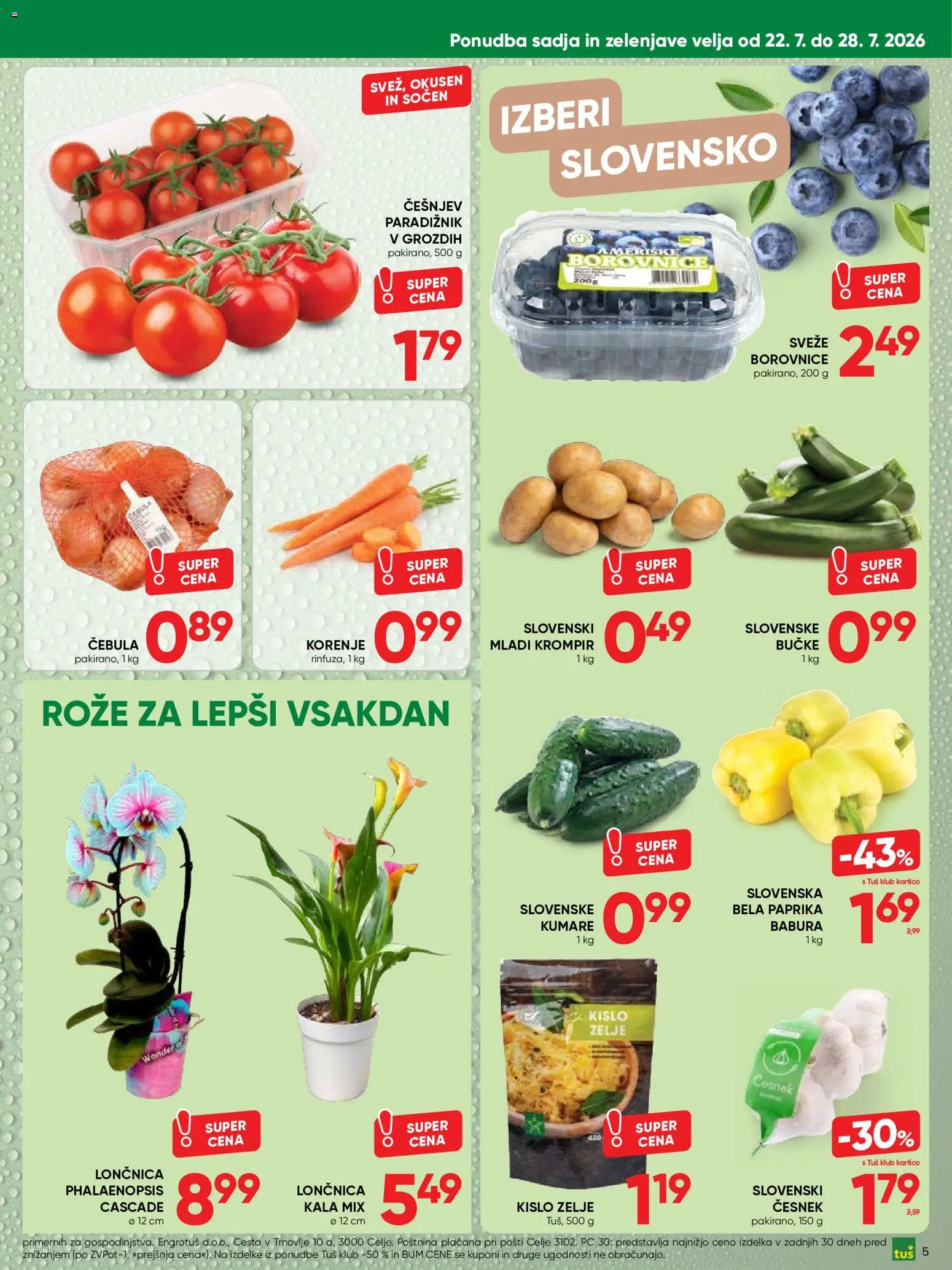 Novi Tuš katalog ponudbe – veljaven od 22.07.2026 | Stran: 5 | Izdelki: Paprika, Paradiznik, Krompir, Cebula