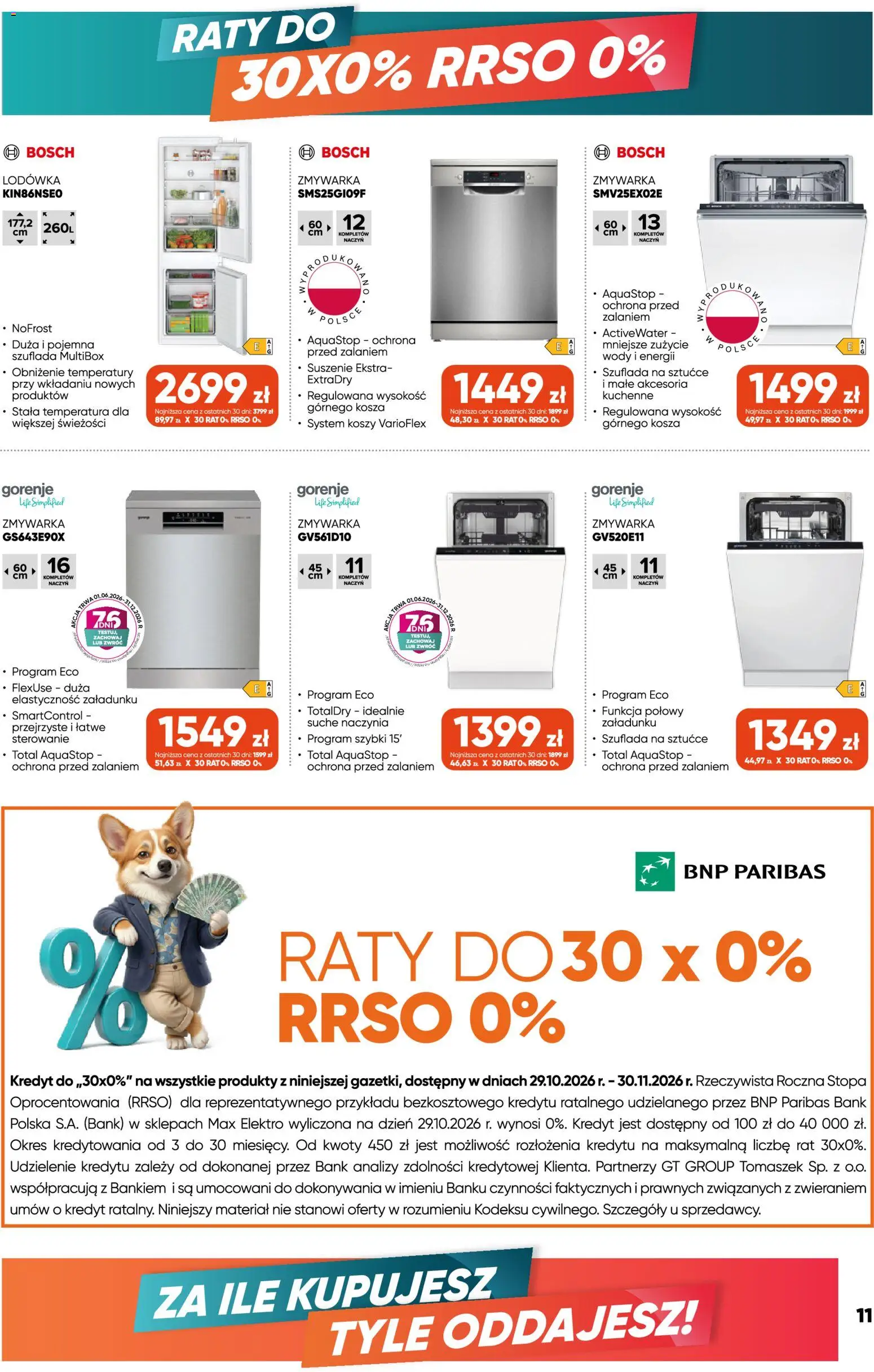Max elektro Black Friday od 29.10.2026 | Strona: 11 | Produkty: Lodówka, Zmywarka, Naczynia, Sztućce