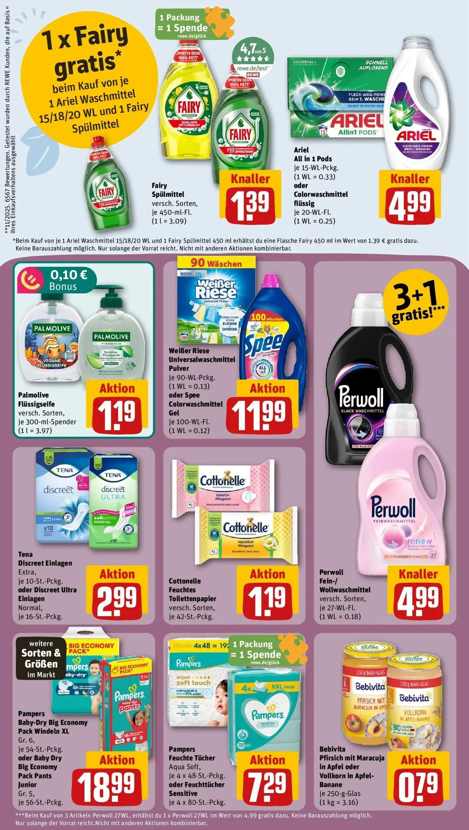 REWE Prospekt ab 21.09.2026 zum Blättern » Angebote | Seite: 28 | Produkte: Ariel, Pampers, Äpfel, Pfirsich