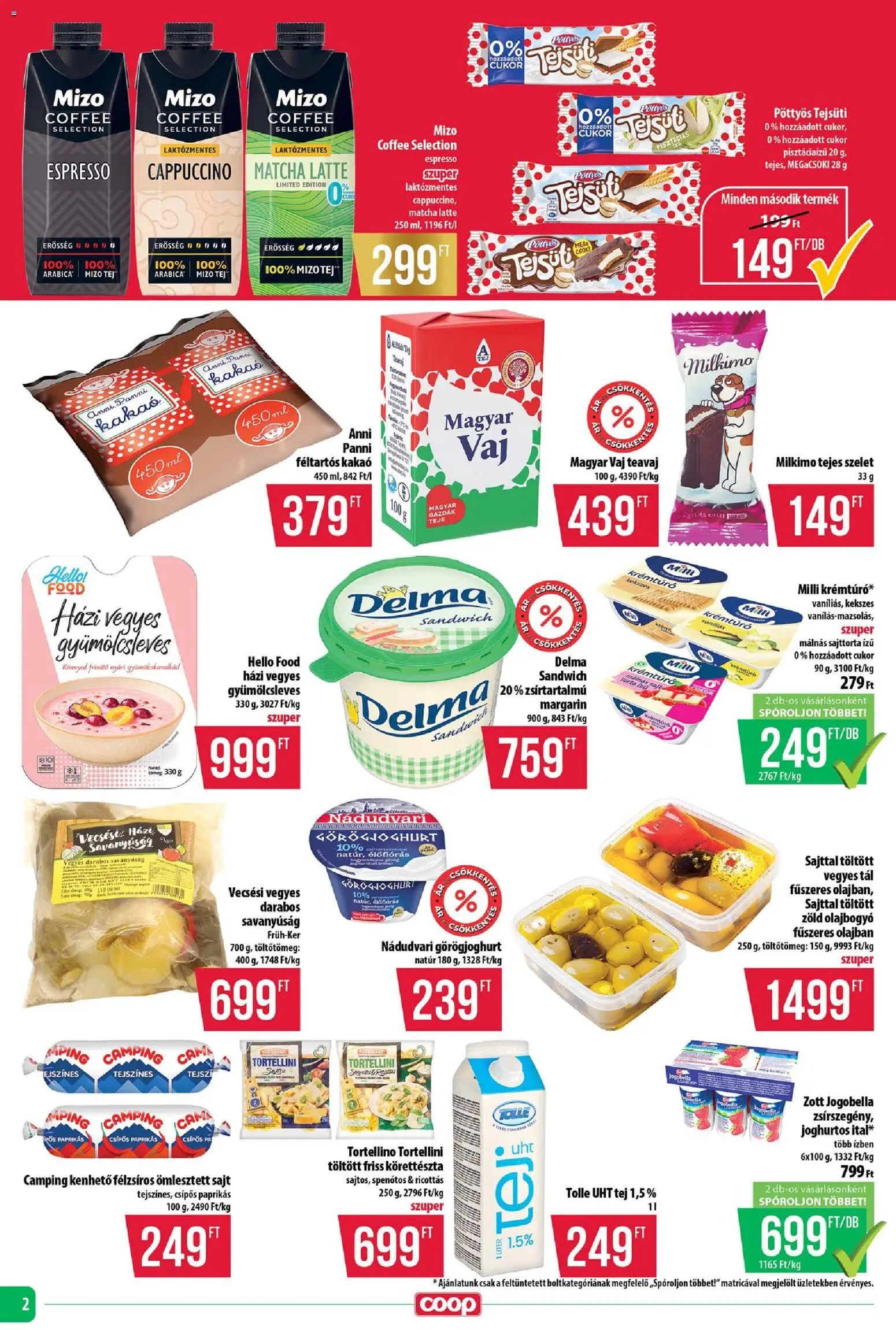 COOP akciós ujság - amely érvényes a következő dátumtól: 25.06.2026 | Oldal: 2 | Termékek: Cappuccino, Sajttorta, Tej, Vaj