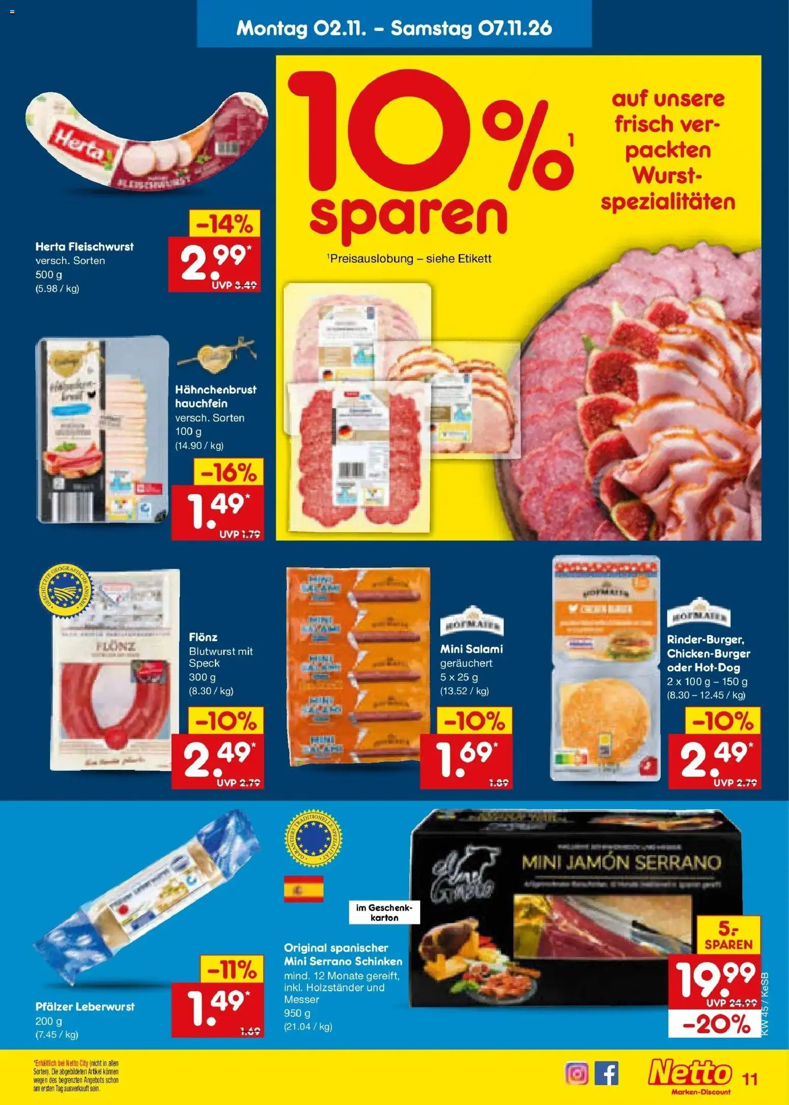 Netto Marken-Discount Prospekt Koblenz – gültig ab 02.11.2026 | Seite: 17 | Produkte: Spezialitäten, Wurst, Salami, Schinken