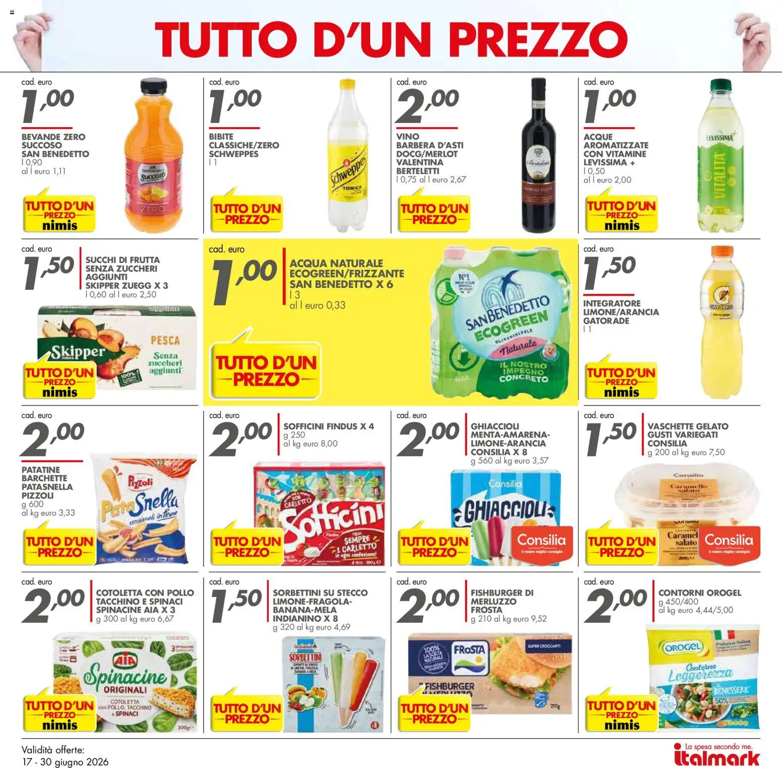 Volantino Italmark del 17.06.2026 | Pagina: 8 | Prodotti: Merluzzo, Patatine, Tacchino, Spinaci