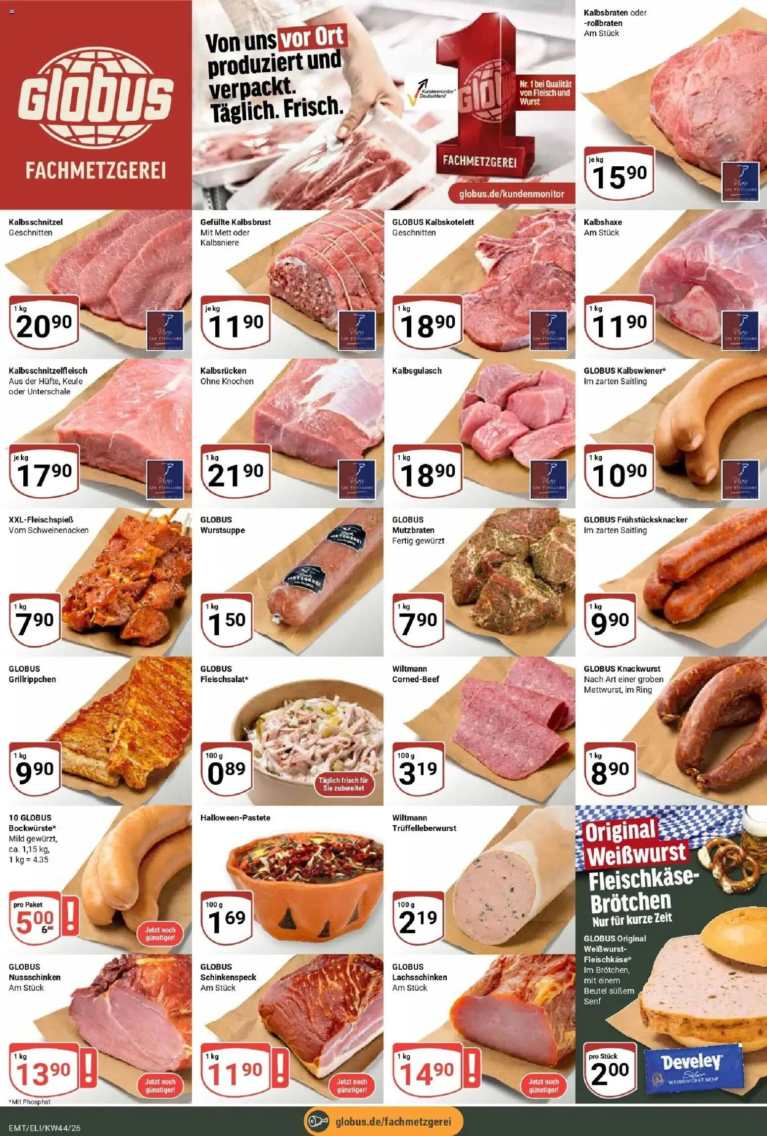Globus Prospekt Erfurt-Linderbach (ab 26.10.2026) » Angebote online | Seite: 6 | Produkte: Schweinenacken, Weißwurst, Wurst, Fleisch