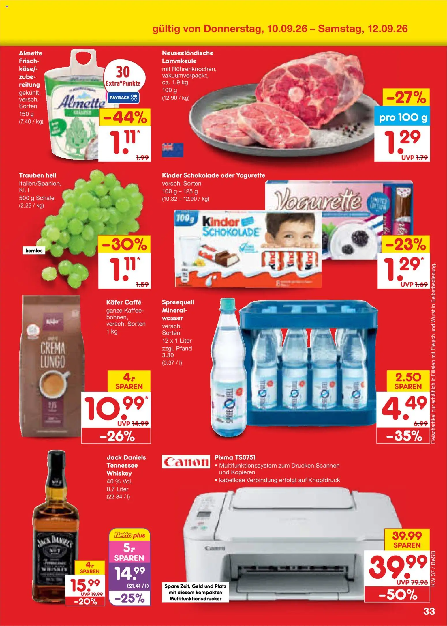 Netto Marken-Discount Prospekt – gültig ab 07.09.2026 | Seite: 49 | Produkte: Lammkeule, Almette, Trauben, Wurst