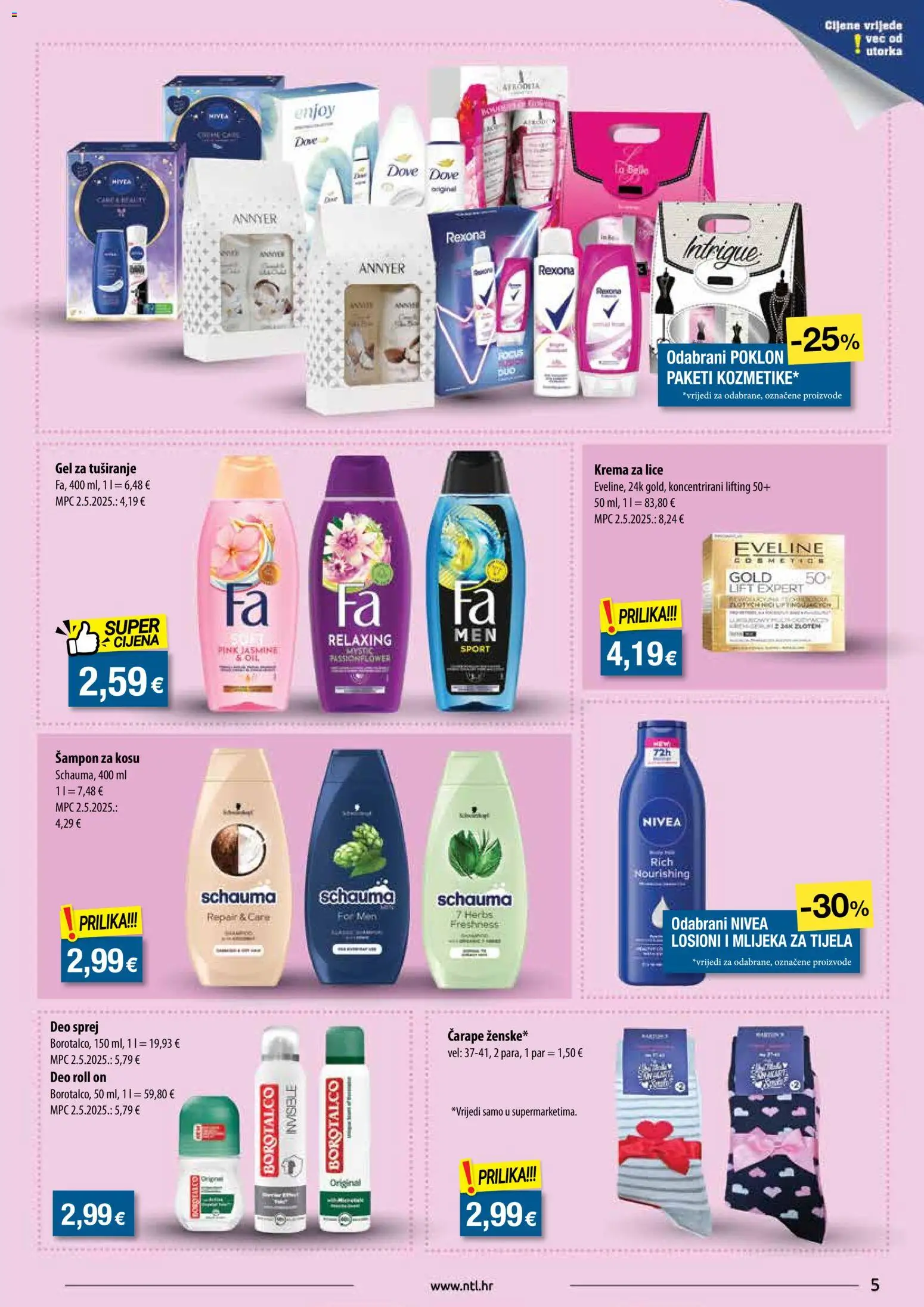 NTL katalog | vrijedi od 06.05.2026 | Stranica: 5 | Proizvodi: Krema za lice, Gel za tuširanje, Nivea, Dove