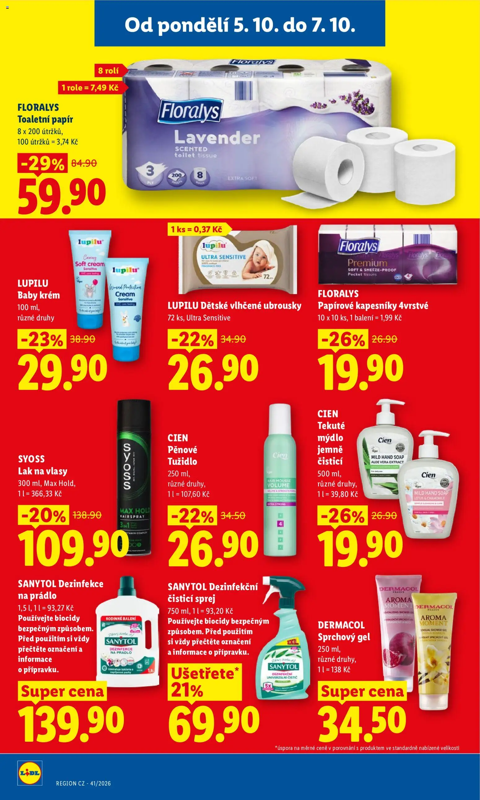 Lidl leták od 05.10.2026 | Strana: 31 | Produkty: Vlhčené ubrousky, Mýdlo, Toaletní papír, Tužidlo